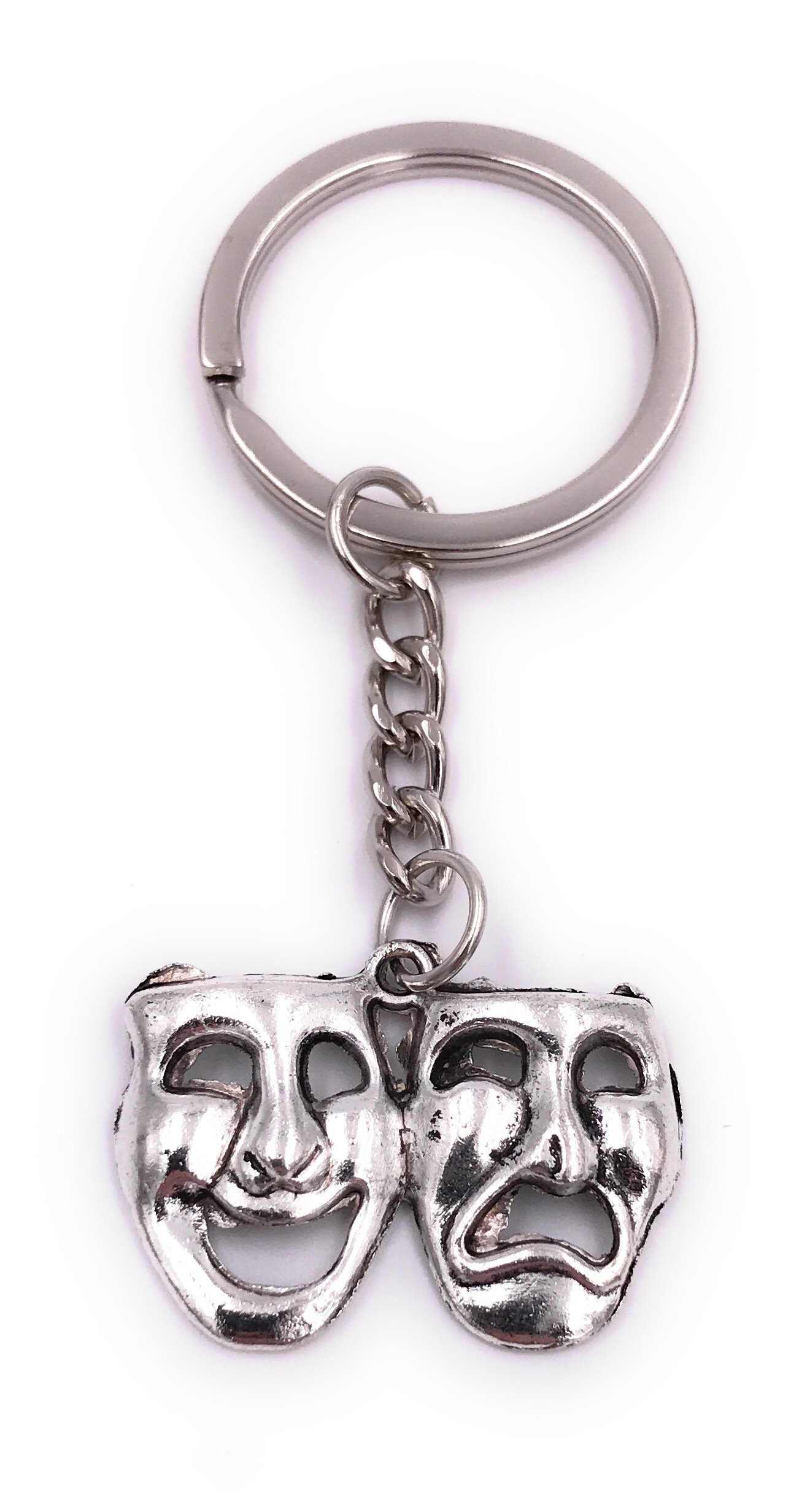 H-Customs 2 masks Halloween scary masks Keychain pendant metal silver