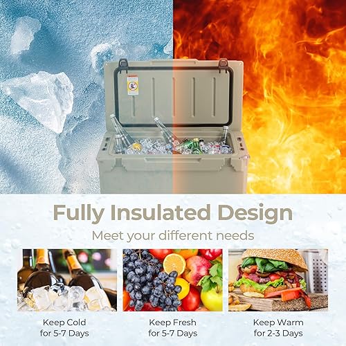 Miniatura 3 de Goplus Enfriador, baúl grande aislado con asas portátiles, portavasos integrados, cierres herméticos a prueba de fugas, retención de hielo de 5 a 7