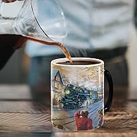 Vista 8 de Morphing Mugs Thomas Kinkade - Lionel - All Aboard for Christmas - Estación de tren - Ciudad pequeña - Una taza de cerámica que cambia
