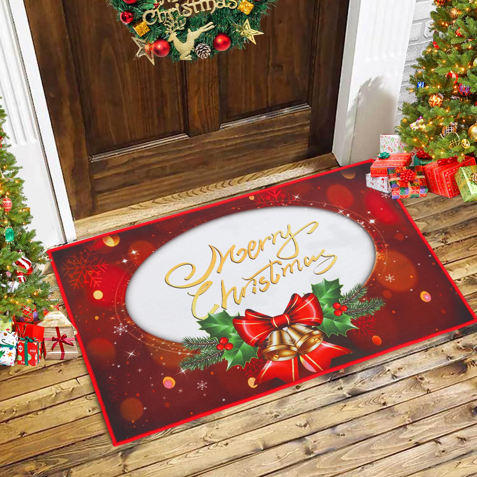 TSLBW Navidad Antideslizante Felpudo Alfombras de Decoración de Navidad Felpudo de Navidad de Entrada Alfombra Absorbente de Navidad para el Salón el Baño la Cocin el Pasillo 45 x 70 cm