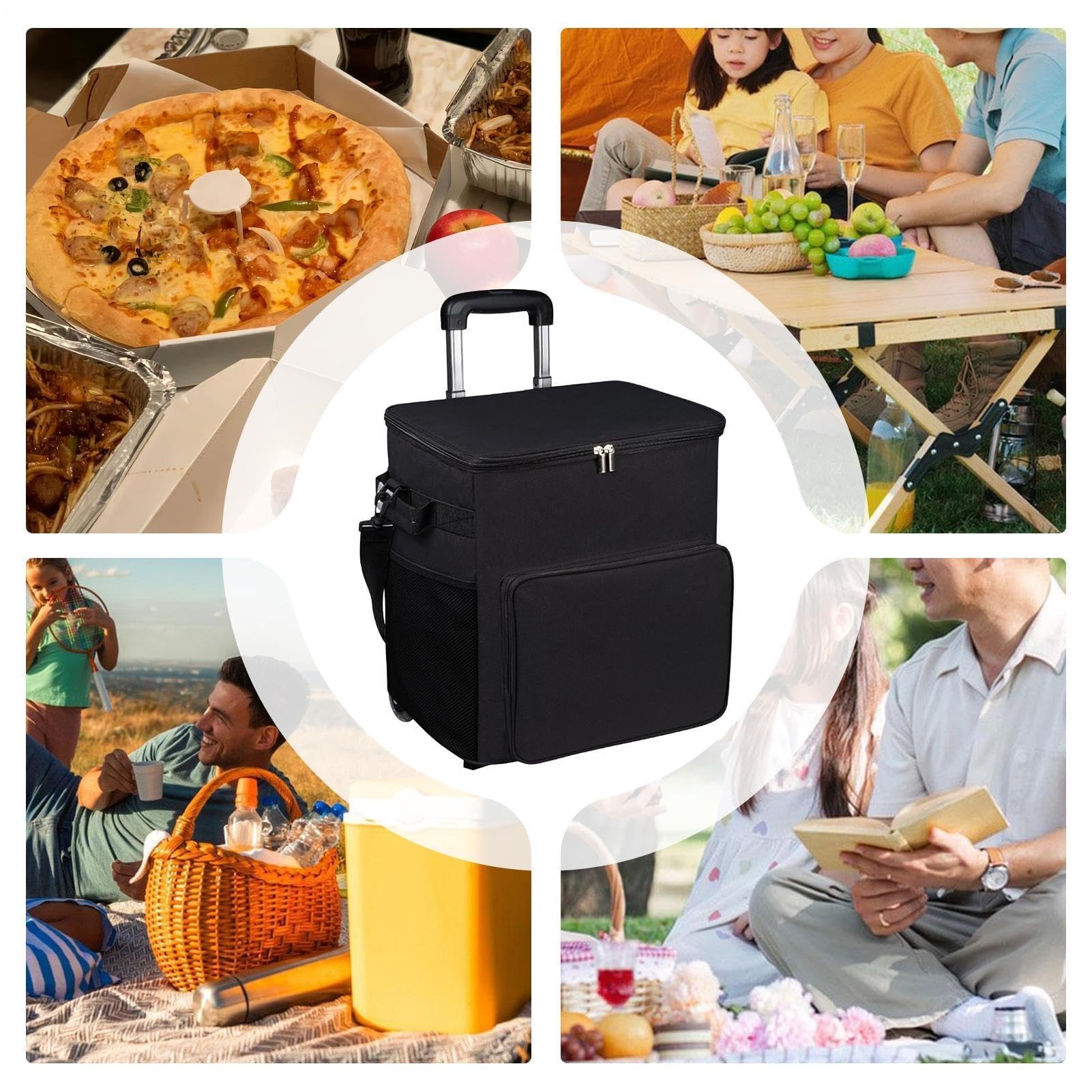 Carrello refrigerante da 35 litri, contenitore termico per barbecue, spiaggia, picnic e campeggio, borsa portatile con manico per eventi all'aperto, escursioni e feste