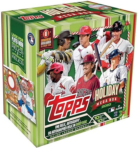 Topps - Mega caja de cartas coleccionables de béisbol navideñas 2023 (100 tarjetas)