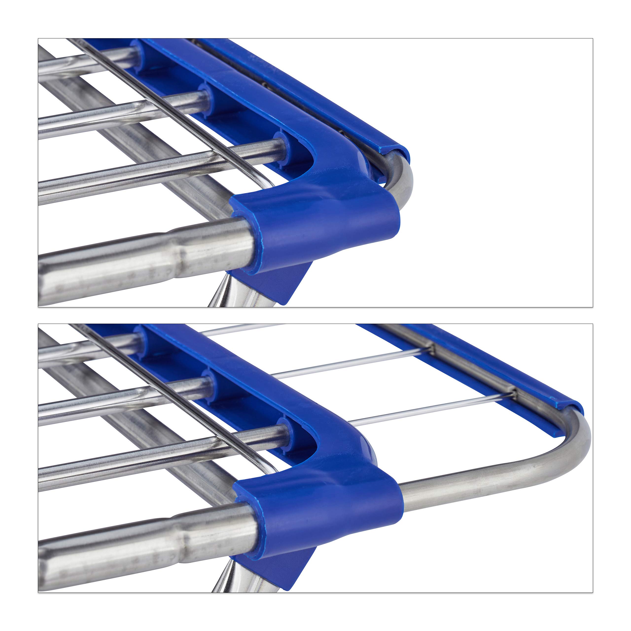 Relaxdays Tendedero Extensible, Plegable, Acero Inoxidable, 13,6 m Longitud Secado, Colgador Ropa 97x176x55 cm, Plateado