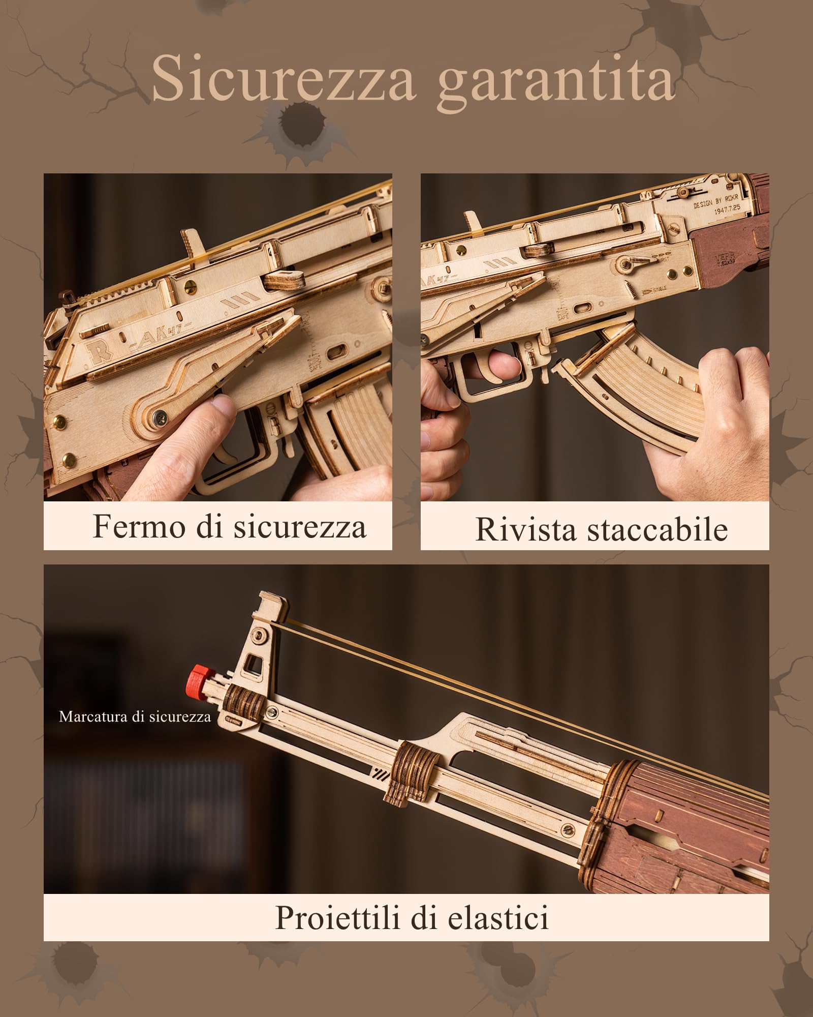 ROKR Puzzle 3D in Legno Modellismo da Costruire per Adulti, Kit di Modelli con Elastici, Regalo per Adolescenti 315 Parti (LQ901)