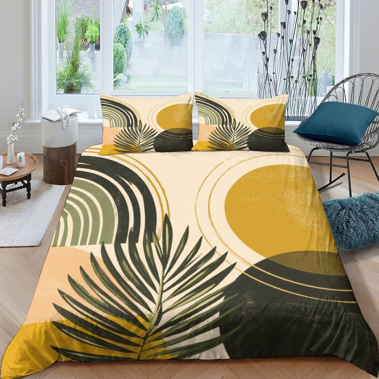Ctjqhvkz Style-9 3D Printed Abstract Yellow Green Fitted Sheet Microfiber Soft Breathable Geometric Mattress Cover Bedroom Decor Single（135X200cm）