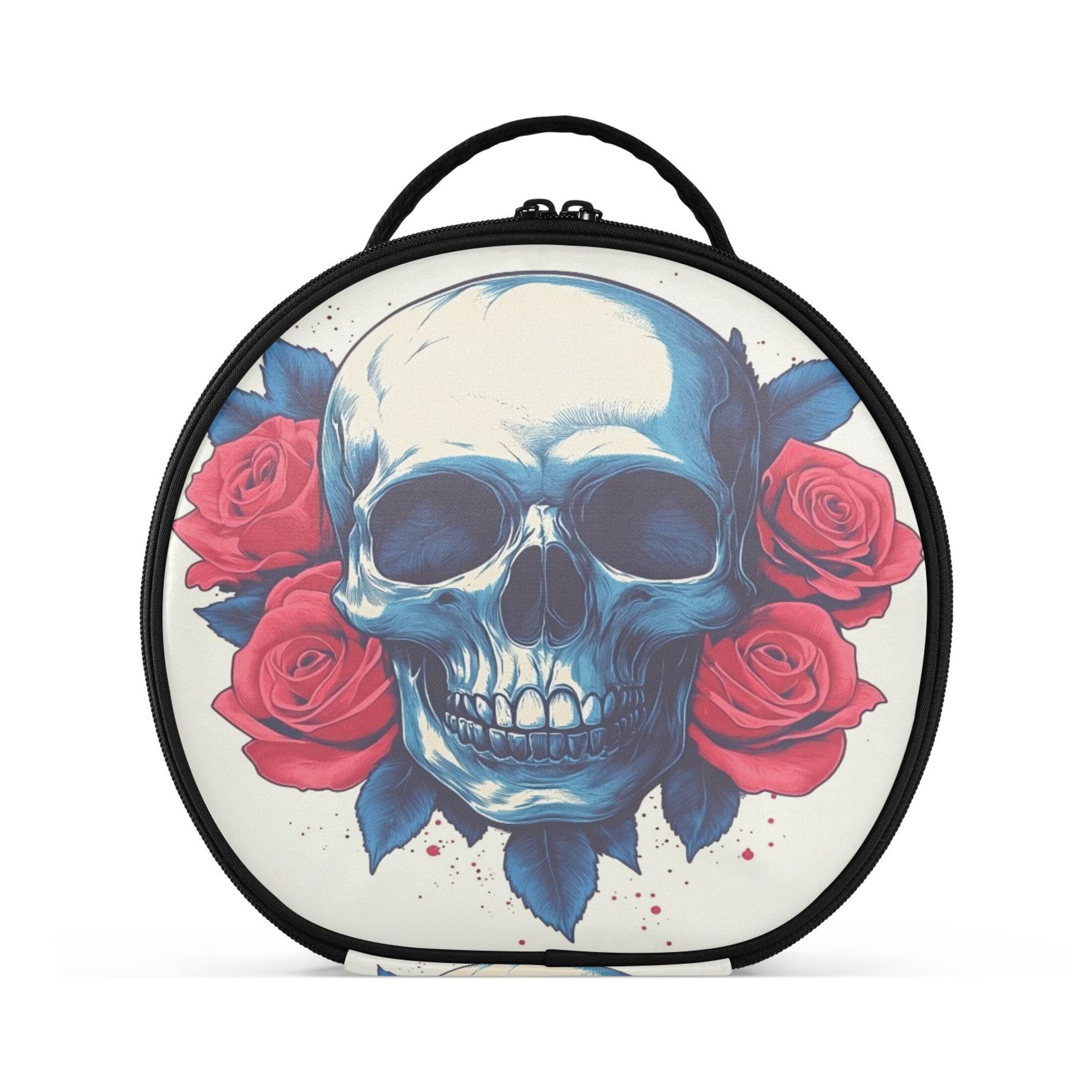 Takiito Skull Roses Travel Makeup Case Portable Makeup Box Artist Cosmetic Case Organizer With Adjustable Dividers