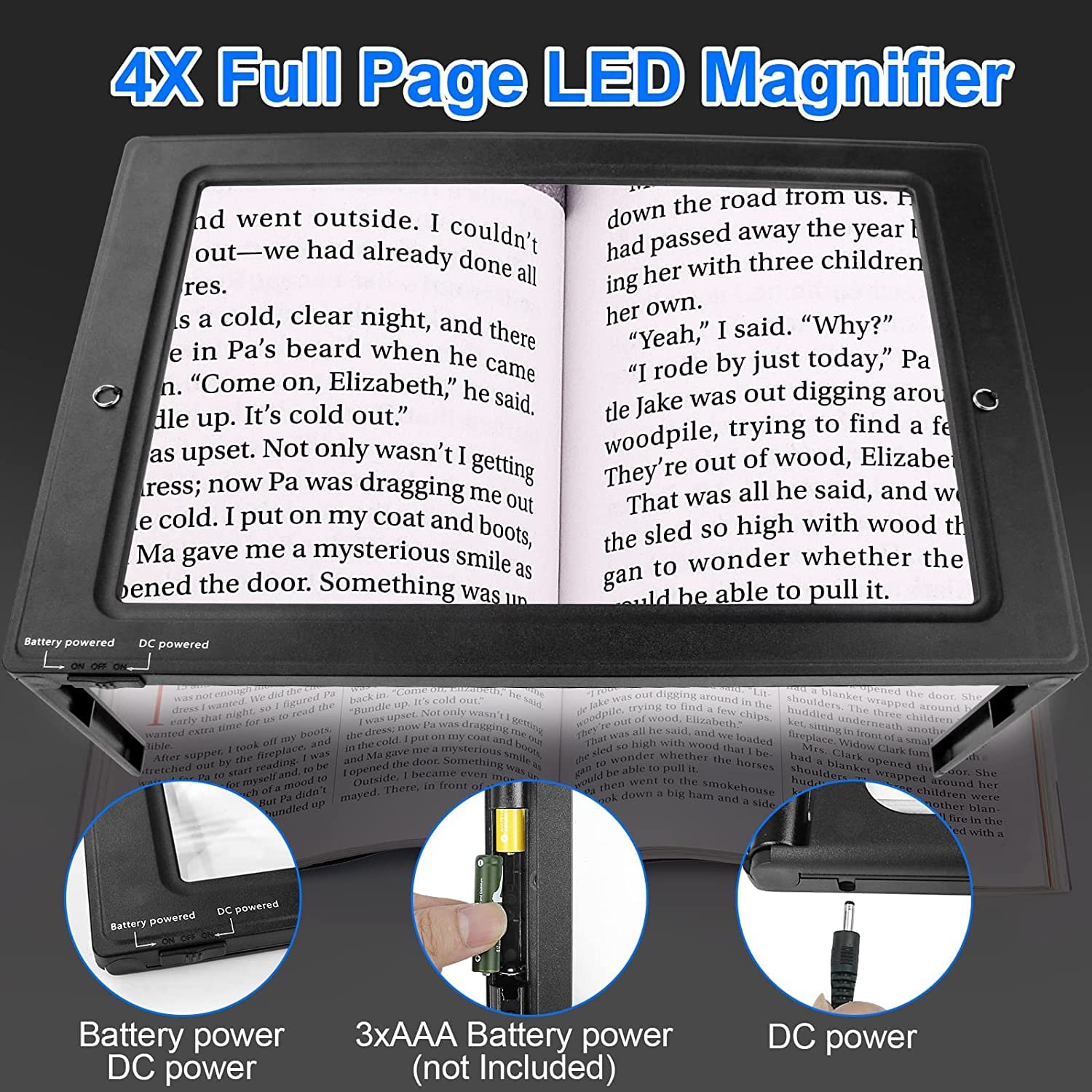 Magnifying Glass with Light,Reading Magnifier for Books,4X Large Lens and 50 LED Illuminated Light - Image 3