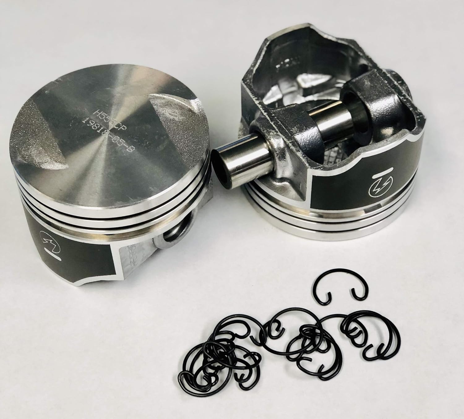 H555CP30 Hypereutectic Coated Skirt Flat Top Pistons & Moly Rings compatible with Ford 351C. (+.030" or 4.030" Bore Dia.)