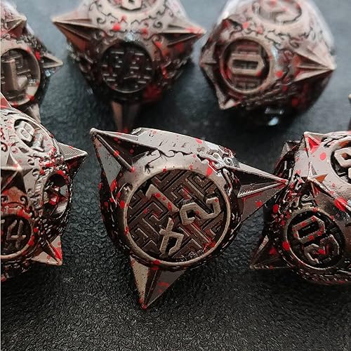 Miniatura 6 de Juego de dados de metal DND, dados de punta redonda, 7 dados poliédricos, MTG Pathfinder D20, juego para juegos de rol RPG, juego de dados D20,