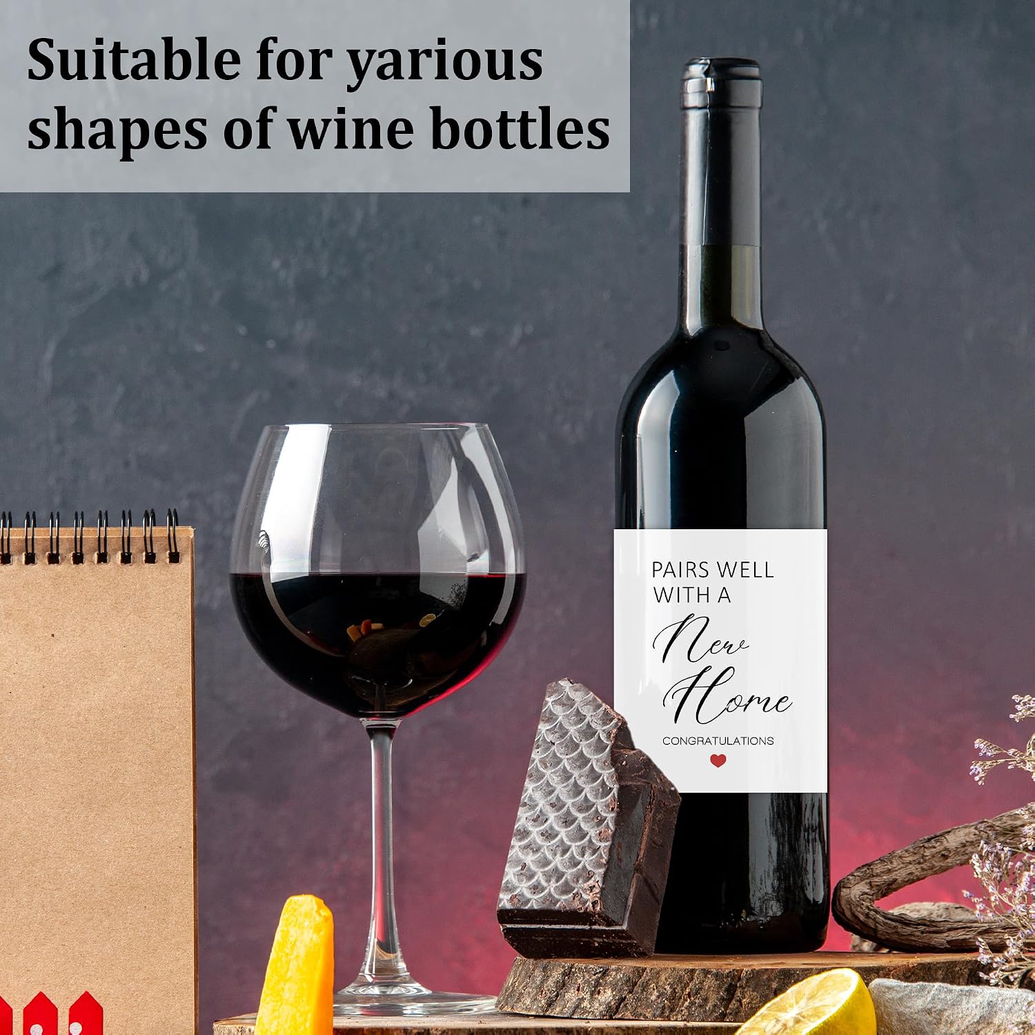 8 Pcs New Home Wine Bottle Labels, Pairs Well with a New Home Theme, Adhesive Vinyl Stickers for Housewarming Gifts for Her Him, Housewarming Party Decorations image 5