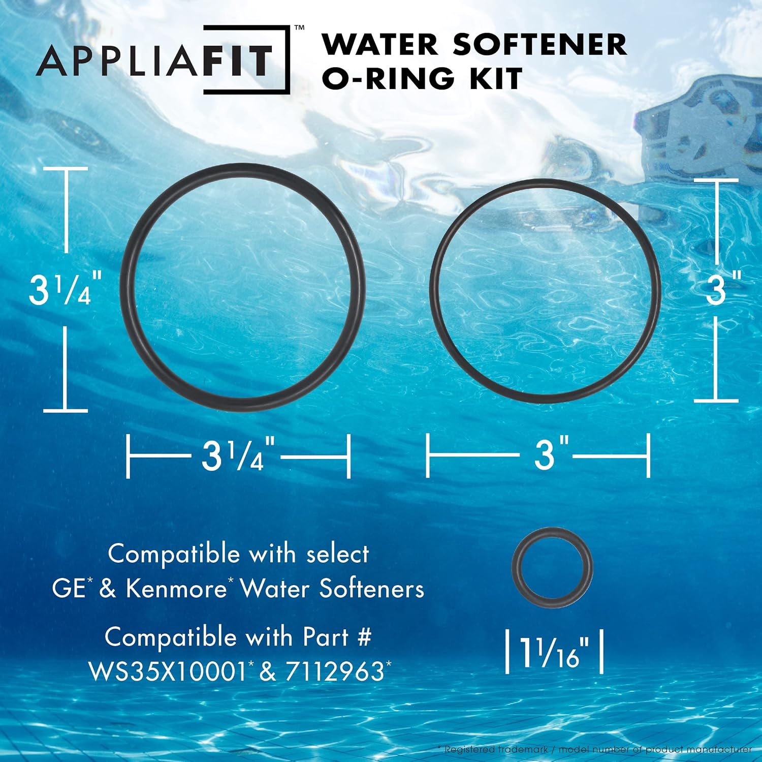 AppliaFit O-Rings Compatible with GE WS35X10001and Kenmore 7112963 for Select Water Softener Systems (3-Pack)