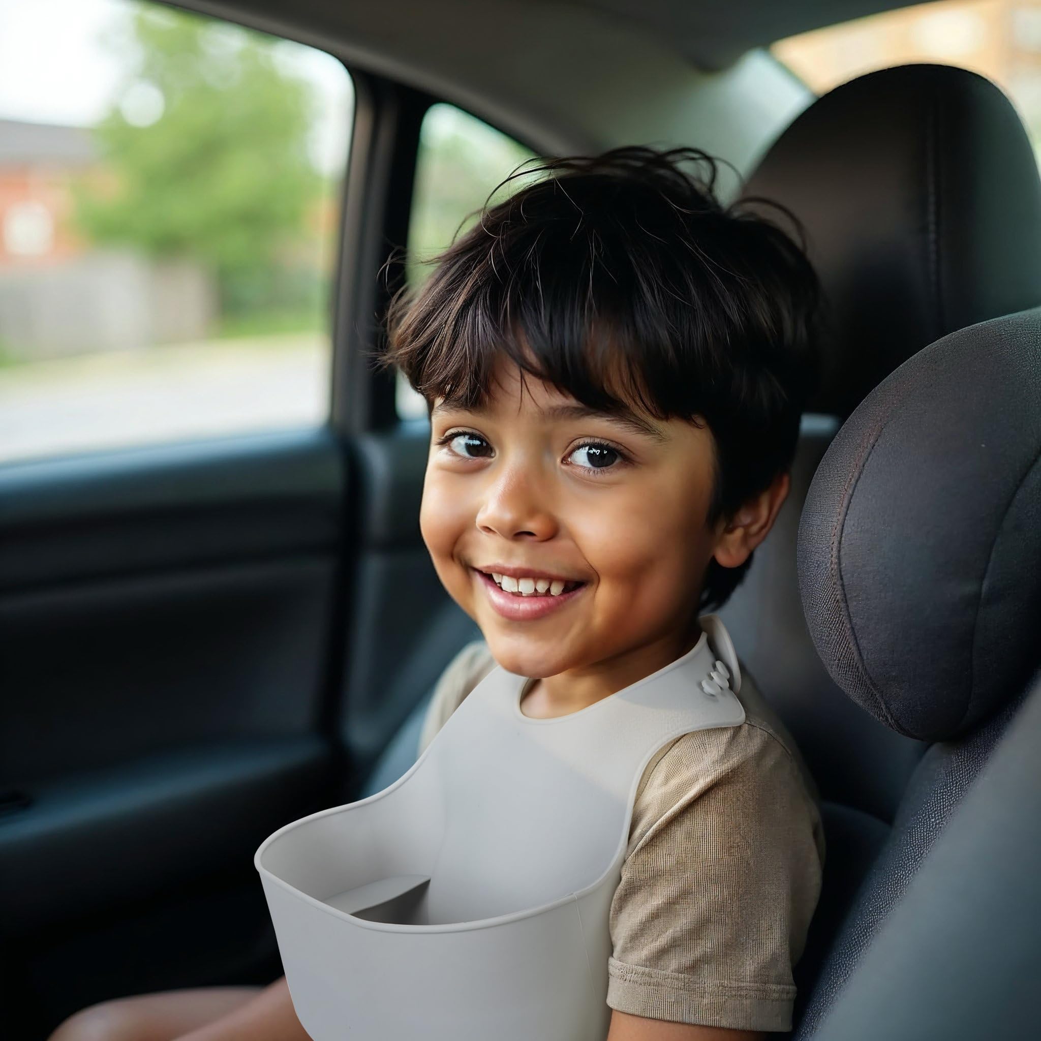 Bavaglino per bambini per cinetosi e malattie da viaggio, in morbido silicone, per bambini e bambini, riutilizzabile, impermeabile, con tasca profonda, facile da pulire, leggero, design UK