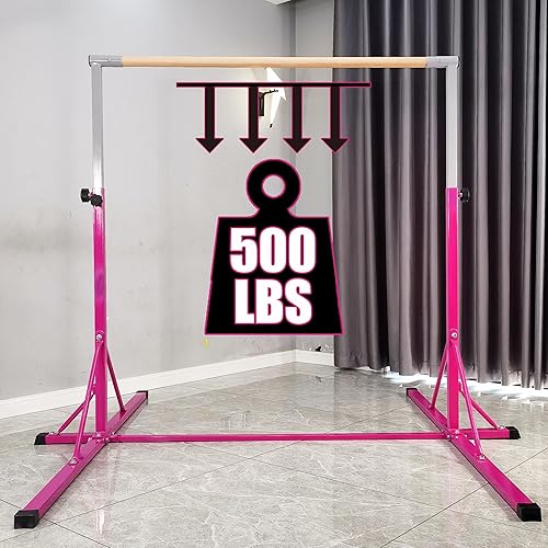 Miniatura 5 de PreGymnastic Barra alta plegable de gimnasia de 6 pies, barra de gimnasia súper resistente para niños y adolescentes, límite de peso de