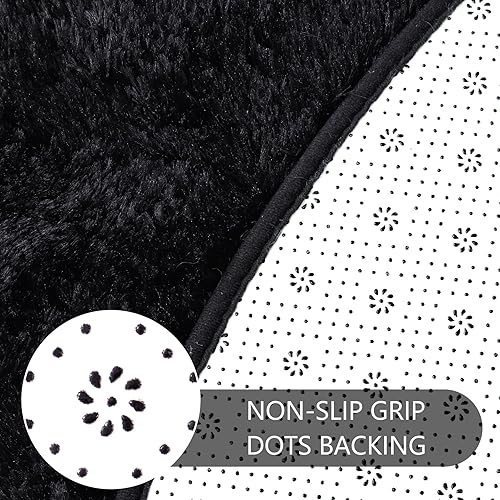 Miniatura 5 de Noahas Alfombra redonda esponjosa de 5 pies, alfombra verde para dormitorio, alfombra mullida para habitación de niños, alfombra de dormitorio