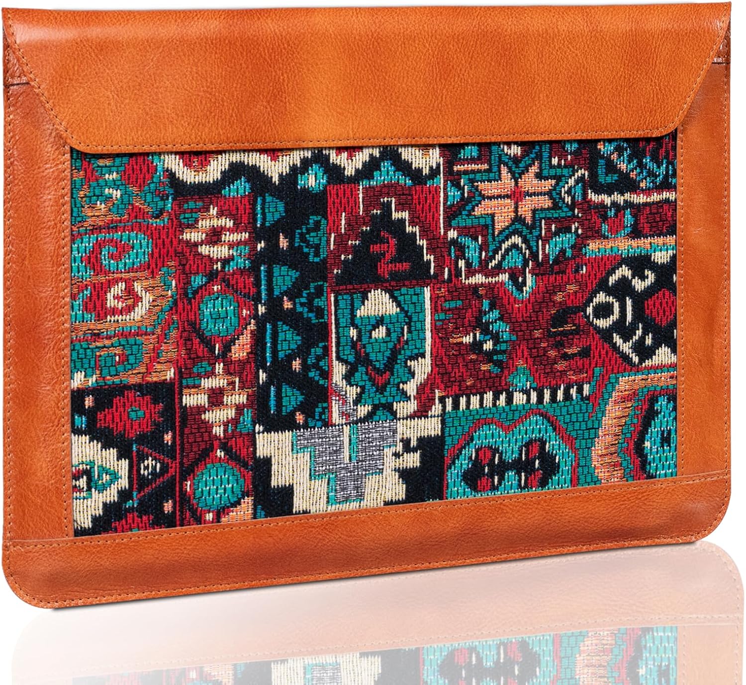 Genuine Leather Laptop Sleeve Compatible with MacBook 16 M4 M3 M2 M1 Pro/Max & MacBook Air 15 M4 M3 M2, 15" - 16" Laptops Protective Cover with Magnetic Closure,Brown-Buckle