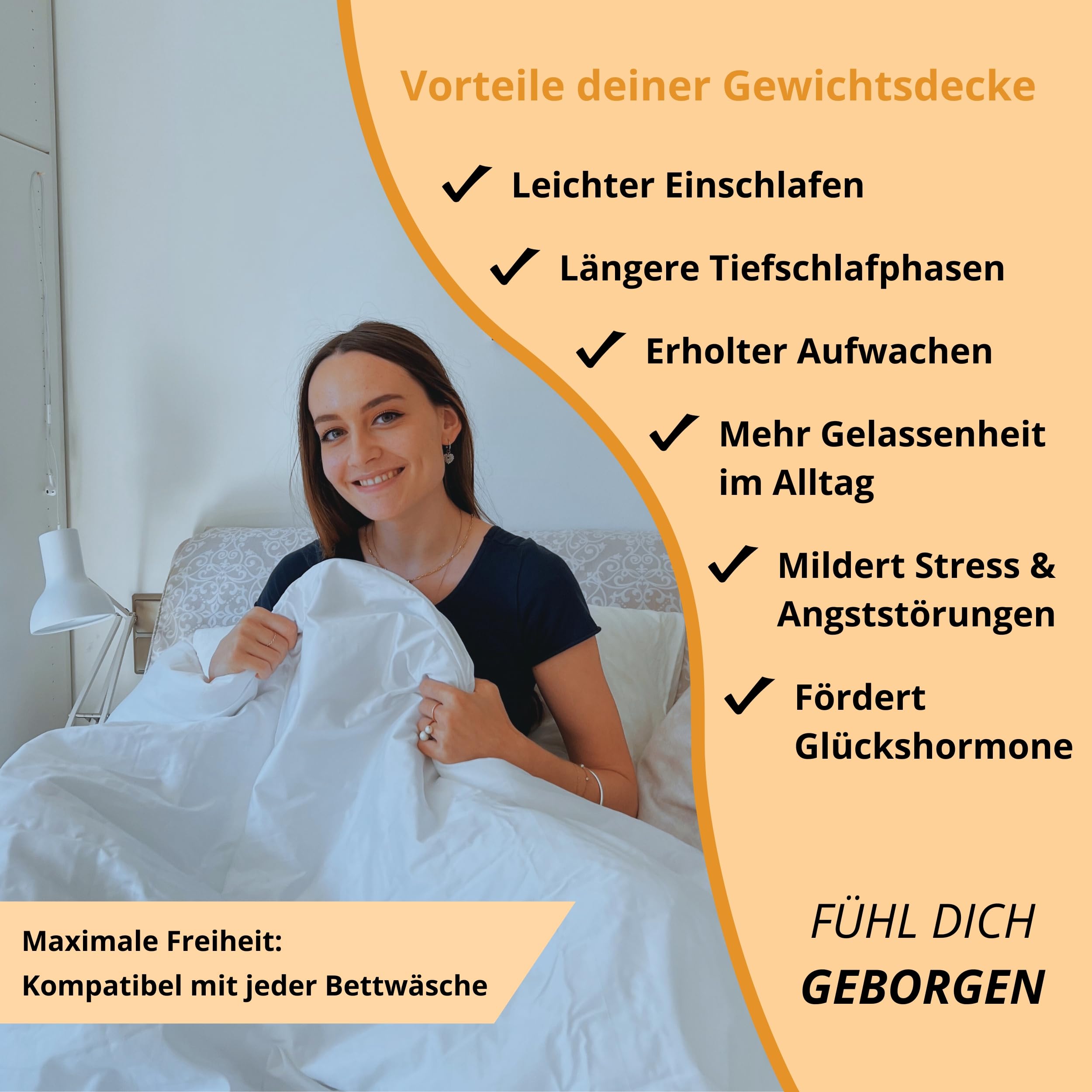 HARMONY Gewichtsdecke 135x200 cm atmungsaktiv Oeko-Tex Zertifiziert Anti-Stress Decke Therapiedecke 6kg 7kg 8kg 9kg inkl. Geschenkbox