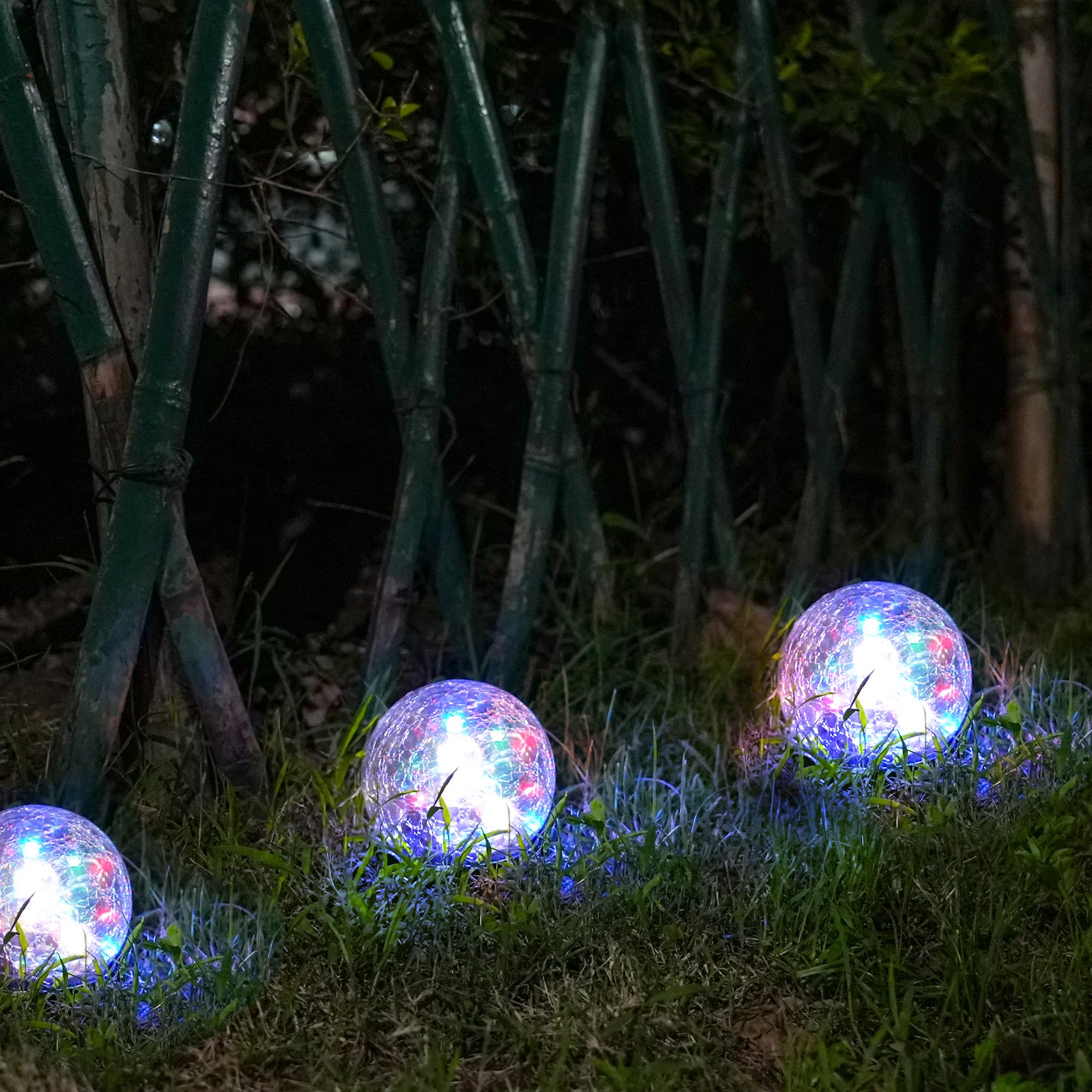 Honoson Luces Solares Decorativas Para Exteriores, Impermeables, Luces LED De Cristal Agrietado Para Caminos, Pasarelas, Jardín, Patio, Decoración De Césped (8 Unidades, 3.9 Pulgadas