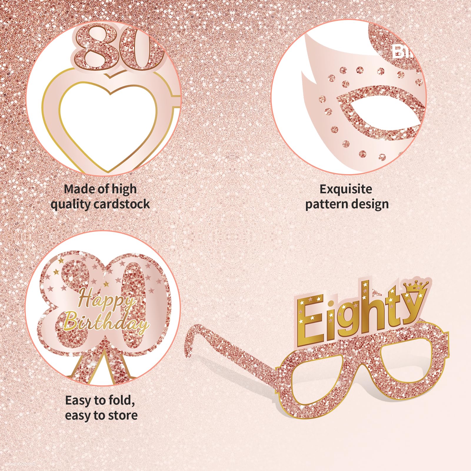 Guiruiy 24 gafas de papel para decoración de cumpleaños para niñas y mujeres