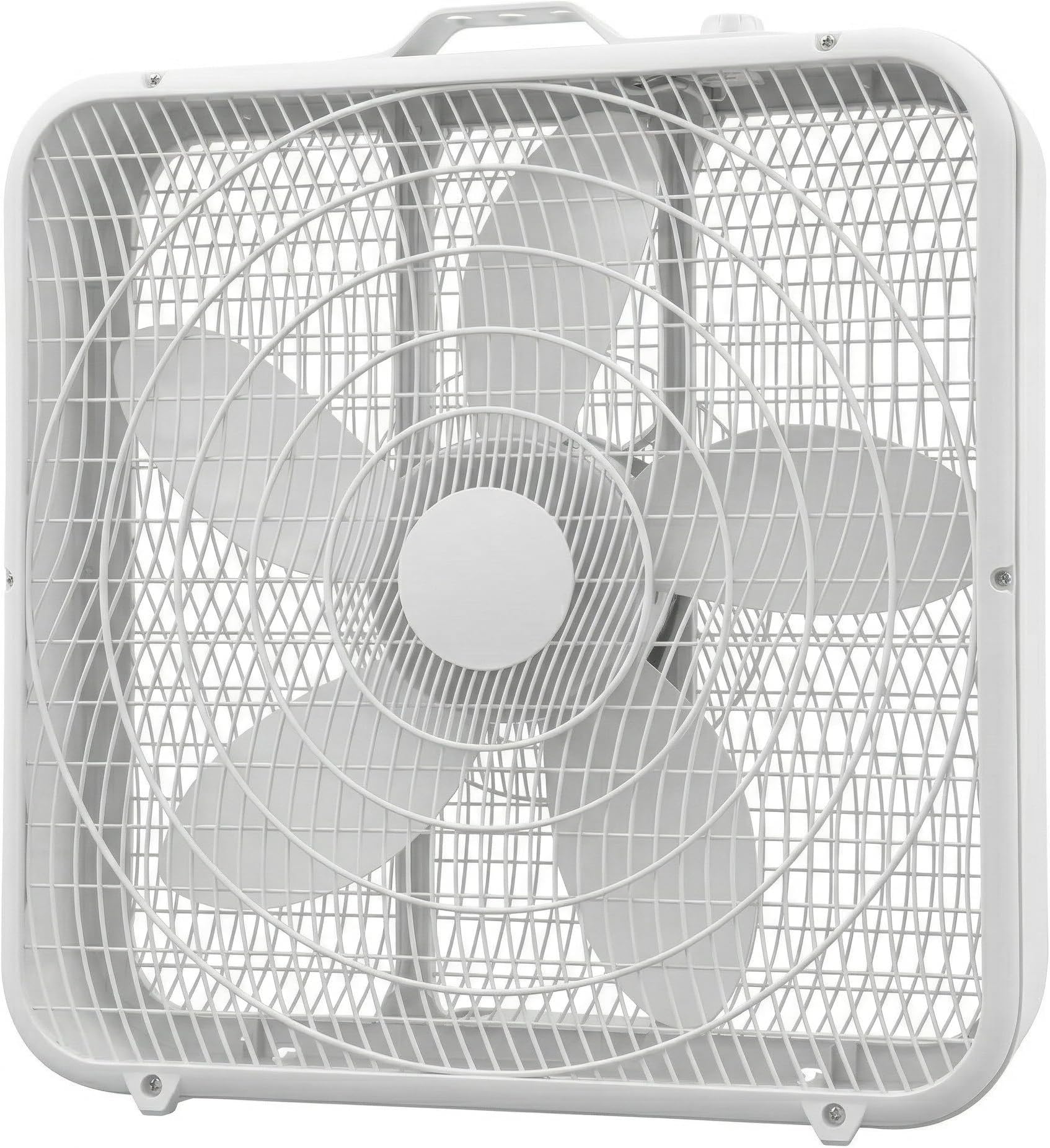 Comfort Zone Box Fan with Carry Handle, 20 inch, 3 Speed Full-Force Air Circulation with Air Conditioner, Floor Fan, Bedroom Fan, Airflow 15.03 ft/sec, Ideal for Home, Bedroom & Office, CZ200A