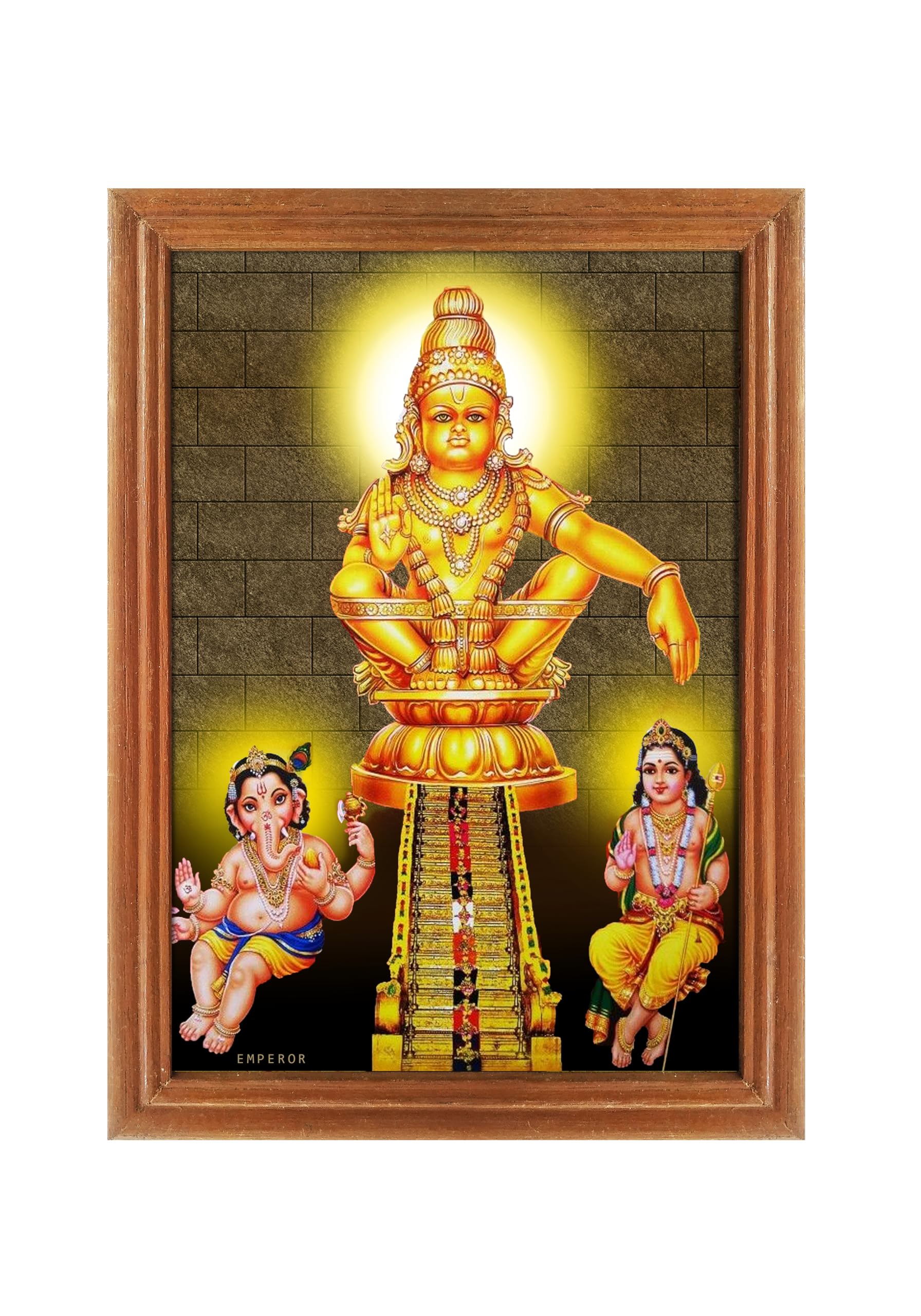 God Swamy Ayyappan Photo Frame# Original Teak Wood Frame # Size (12.5 x 9.2) Inches #