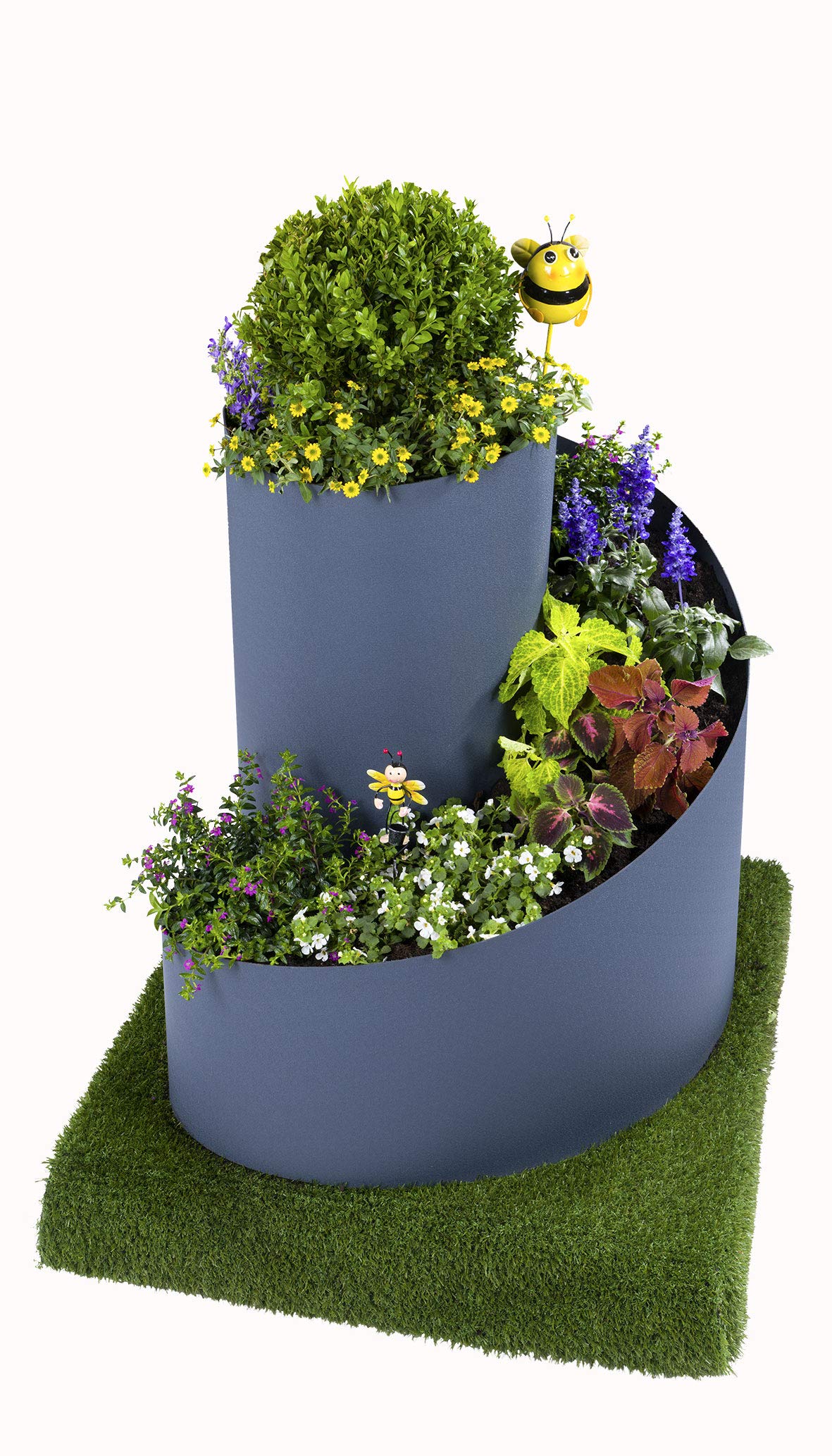 Große Kräuterspirale aus PP – Kräuterschnecke Hochbeet für Garten – Anthrazit Grau RAL 7016 – Ø 80–90 cm, Höhe 80 cm – ohne Boden