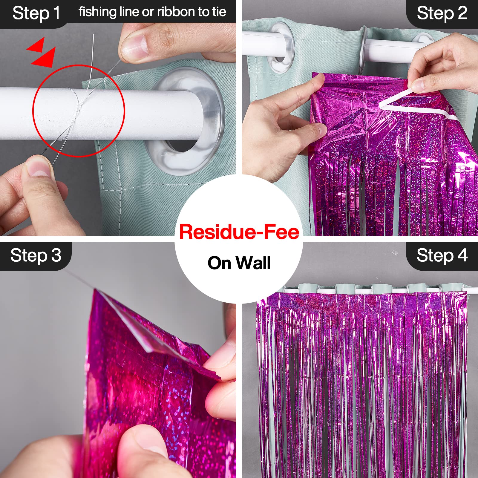 LIBAIJIAAZQH Rideau Frange Anniversaire, Rideau Frange, Rideau