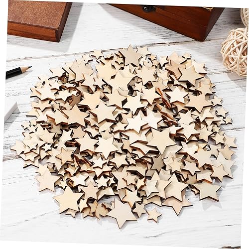 Miniatura 8 de Estrellas de madera sin terminar, 500 unidades, varios tamaños (0.4 in-1.2 in)