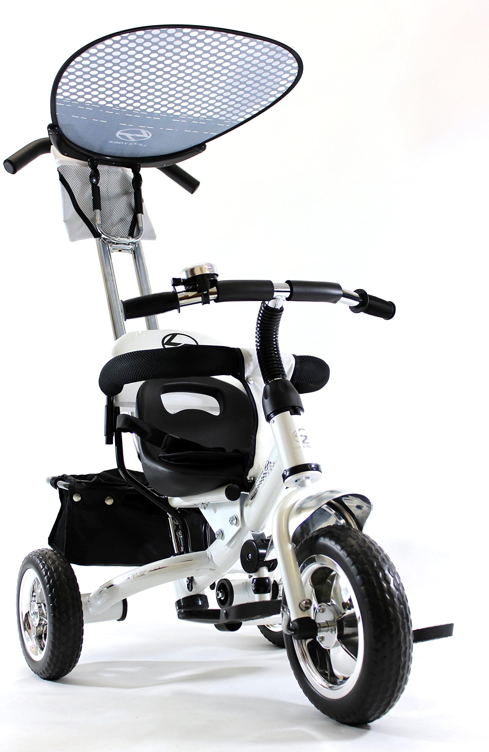 Lexx Trike 4in1 Classic Smart Kid's Tricycle 3 Wheel Bike Removable Handle & Canopy New White