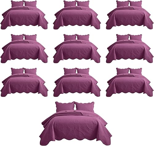 Vista 330 de IR Imperial Rooms - 10 juegos de colcha tamaño individual (68 x 86 pulgadas), para hoteles, habitaciones de huéspedes, colchas ligeras reversibles