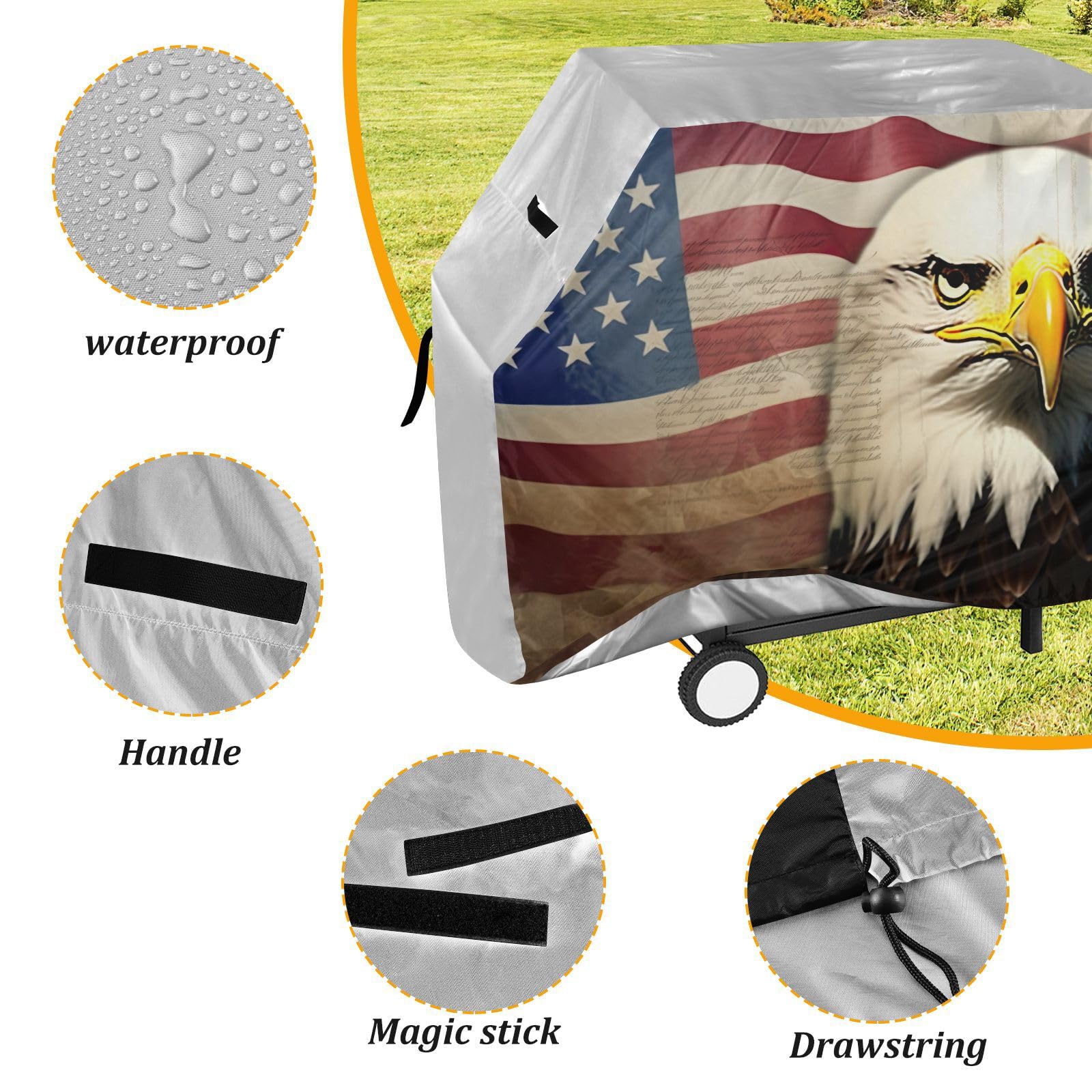 Cubierta para parrilla de gas de 65 pulgadas, impermeable, a prueba de desgarros y anti-UV, para parrillas Weber Char-Broil Nexgrill y más
