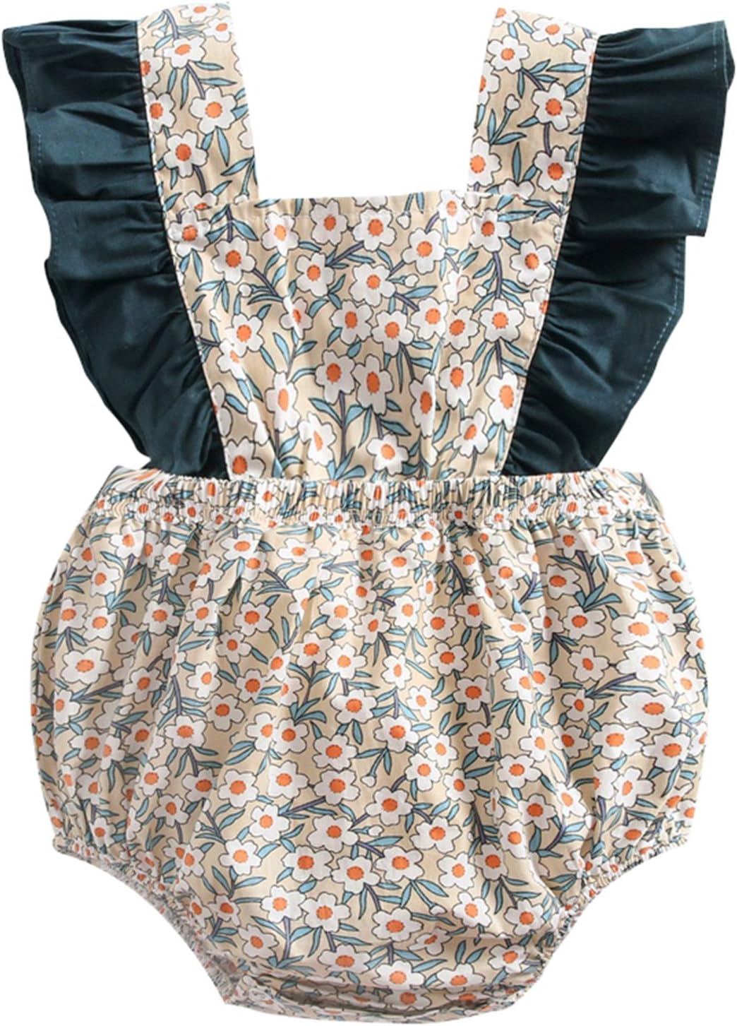 DeerBird Newborn Infant Baby Girl Ruffle Sleeve Bowknot Rompers Bodysuits Short Jumpsuits