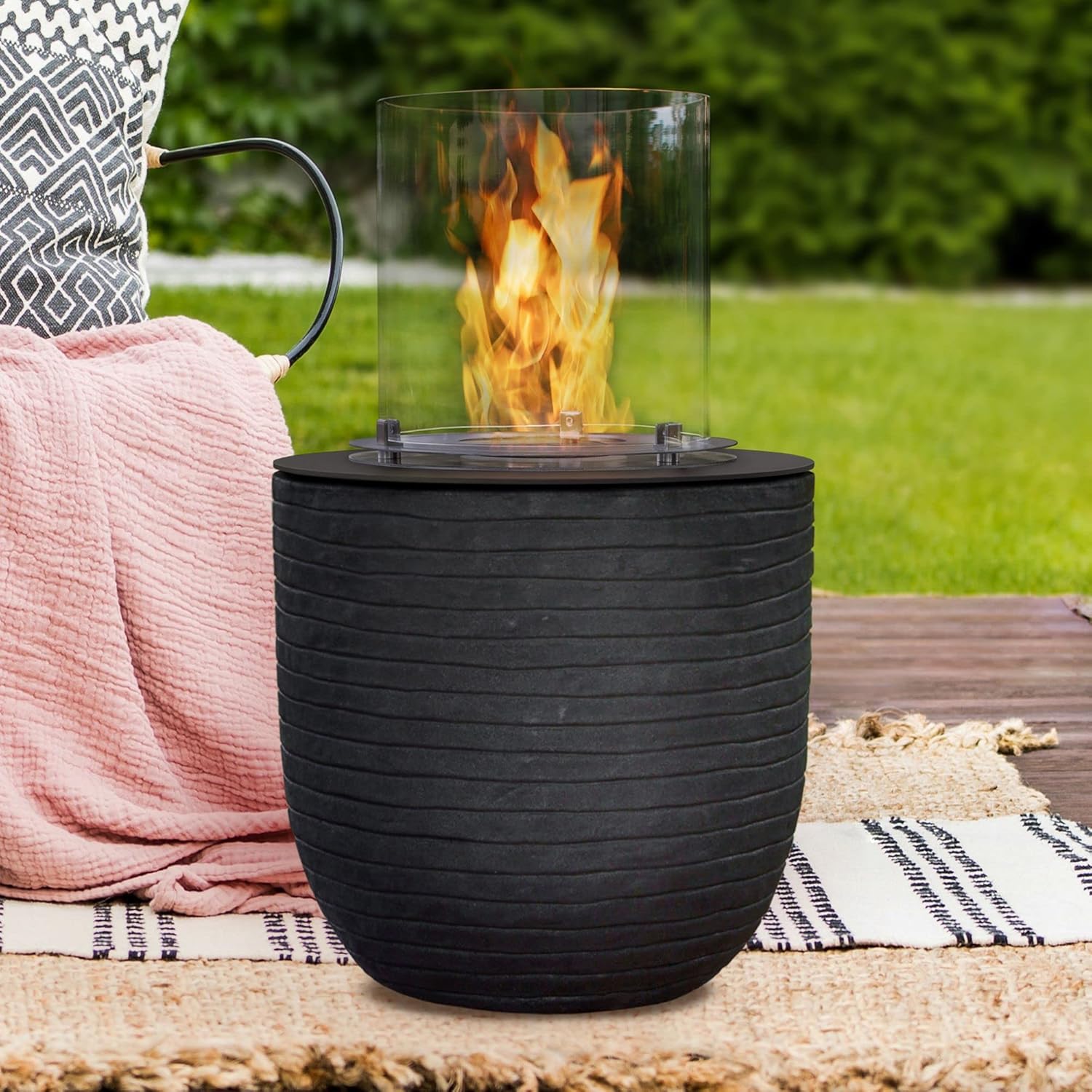 muenkel design Vagos Streifen schwarz BioEthanol Feuerstelle