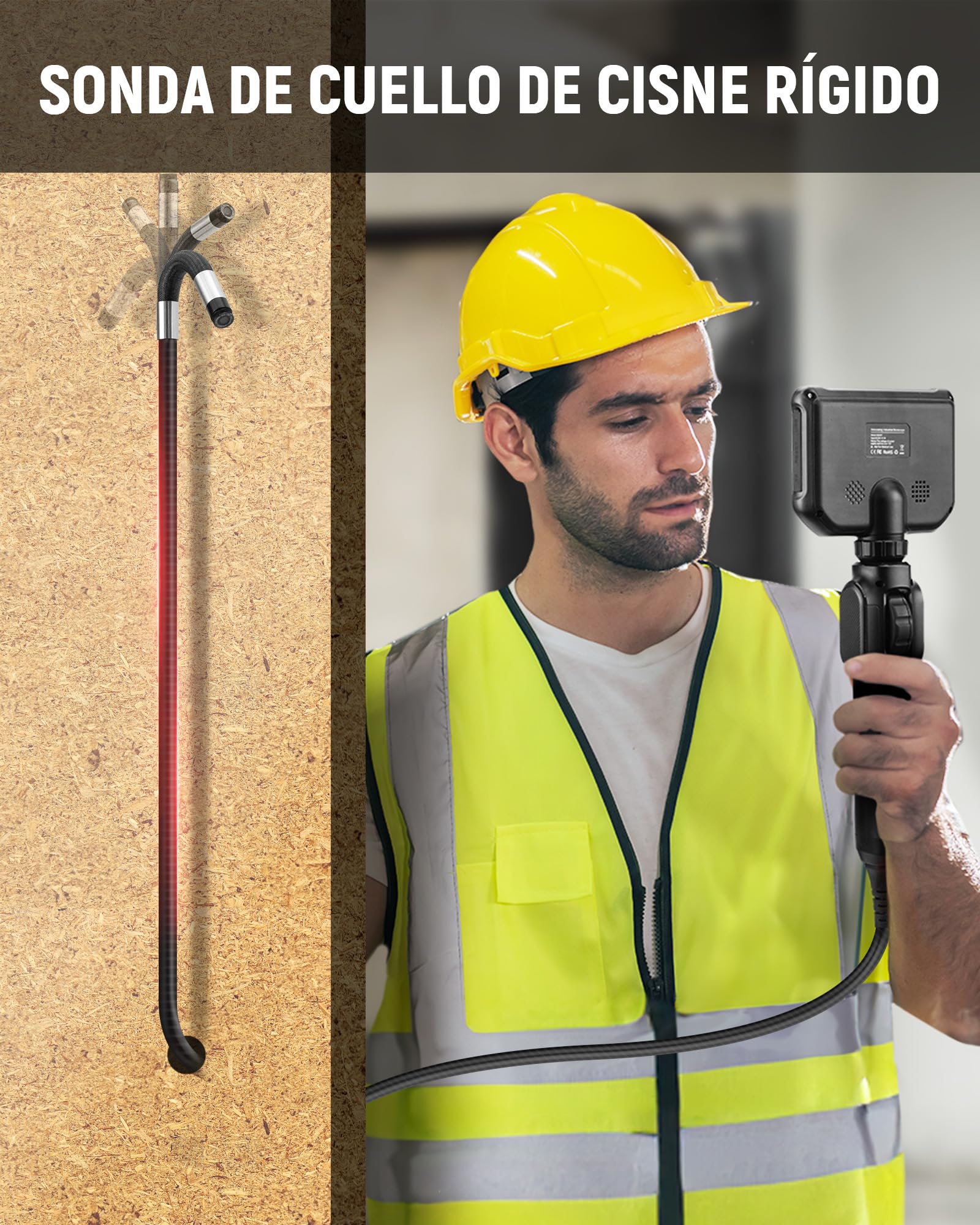 KAIWEETS Endoscopio Cámara de Inspección, IPS HD 1080P Cámara Endoscópica con Control de Rueda, Rotación Bidireccional 210°, 1,5M IP67 Impermeable para Inspección de Automóviles y Motores