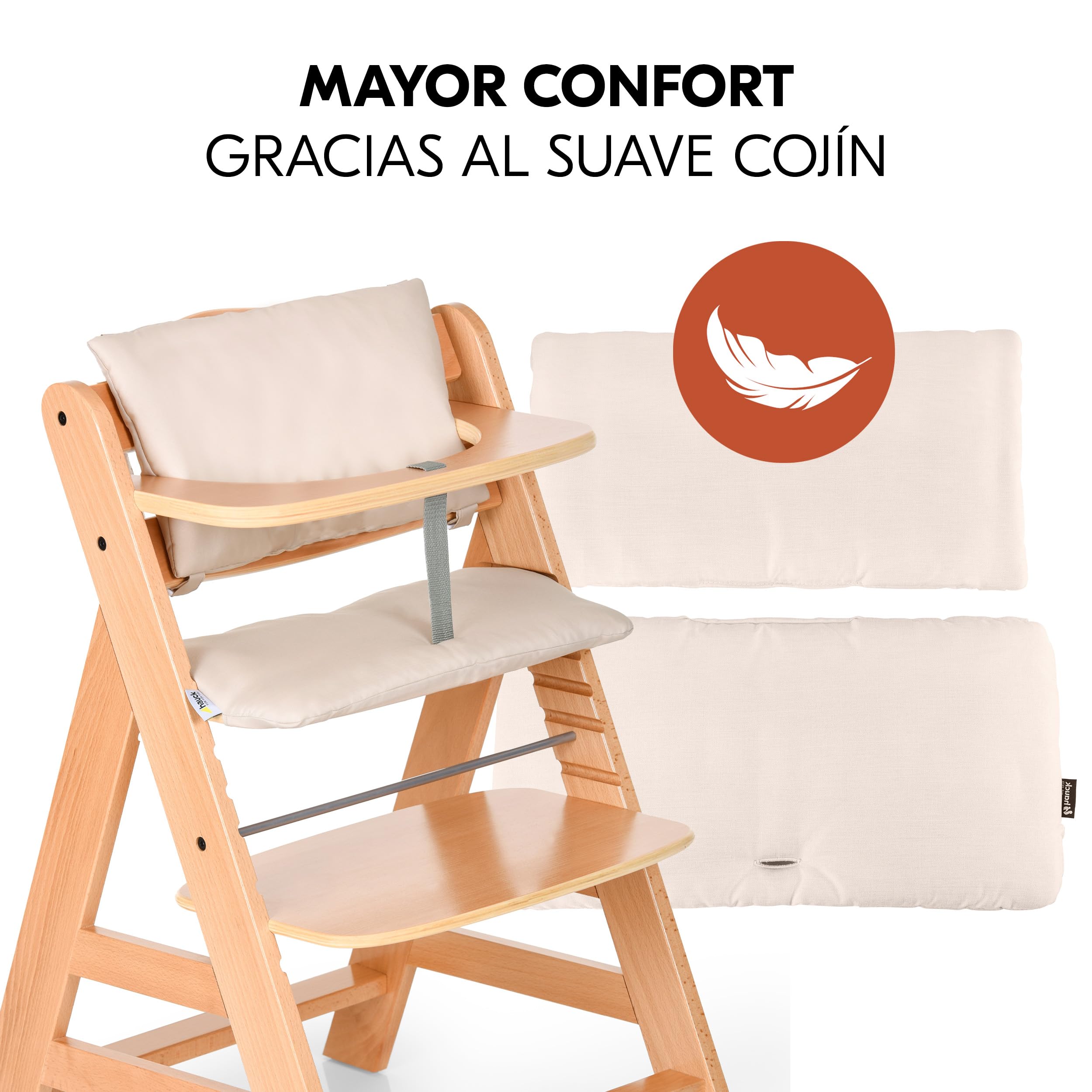 hauck Alpha Plus Newborn Set Deluxe Trona Evolutiva Bebe con Hamaca, Cojín y Arnés - Hamaca Alta Reclinable desde el Nacimiento - Silla Madera Niño Regulable - Tronas Infantiles de Madera - Natural