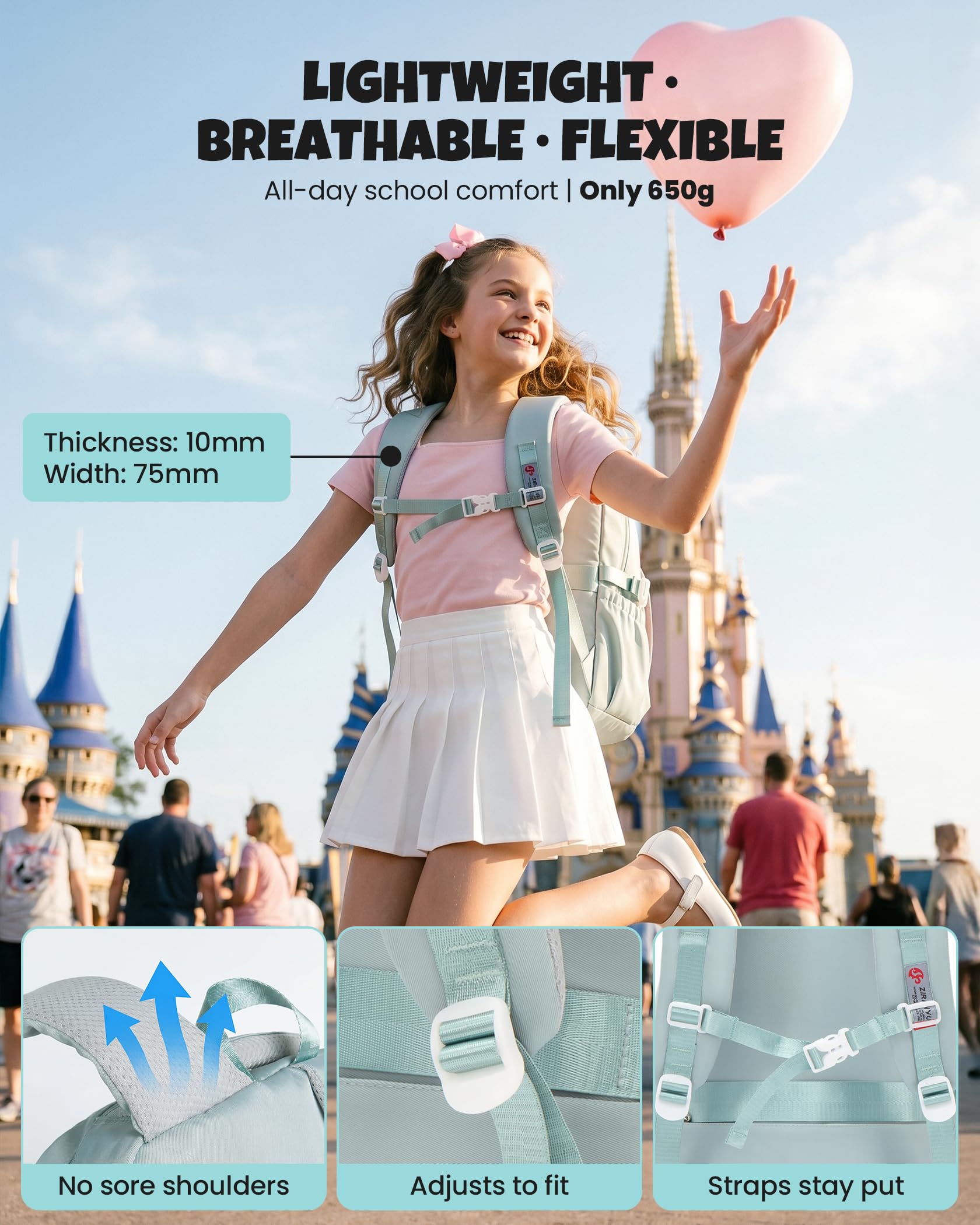 Amythe Mochilas Escolares de Niña Adolescente - Mochila Colegio Chicas 10 12 16 18 años - Mochila Grande para portátil con Bonito Colgante - Mochila de Viaje Casual Ligera e Impermeable -Verde