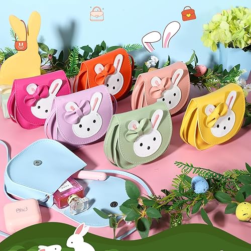 Miniatura 6 de Clysee 10 piezas de bolsos cruzados para niñas pequeñas, bolso cruzado de conejo, bolso cruzado de poliuretano para niñas y niños pequeños, 10