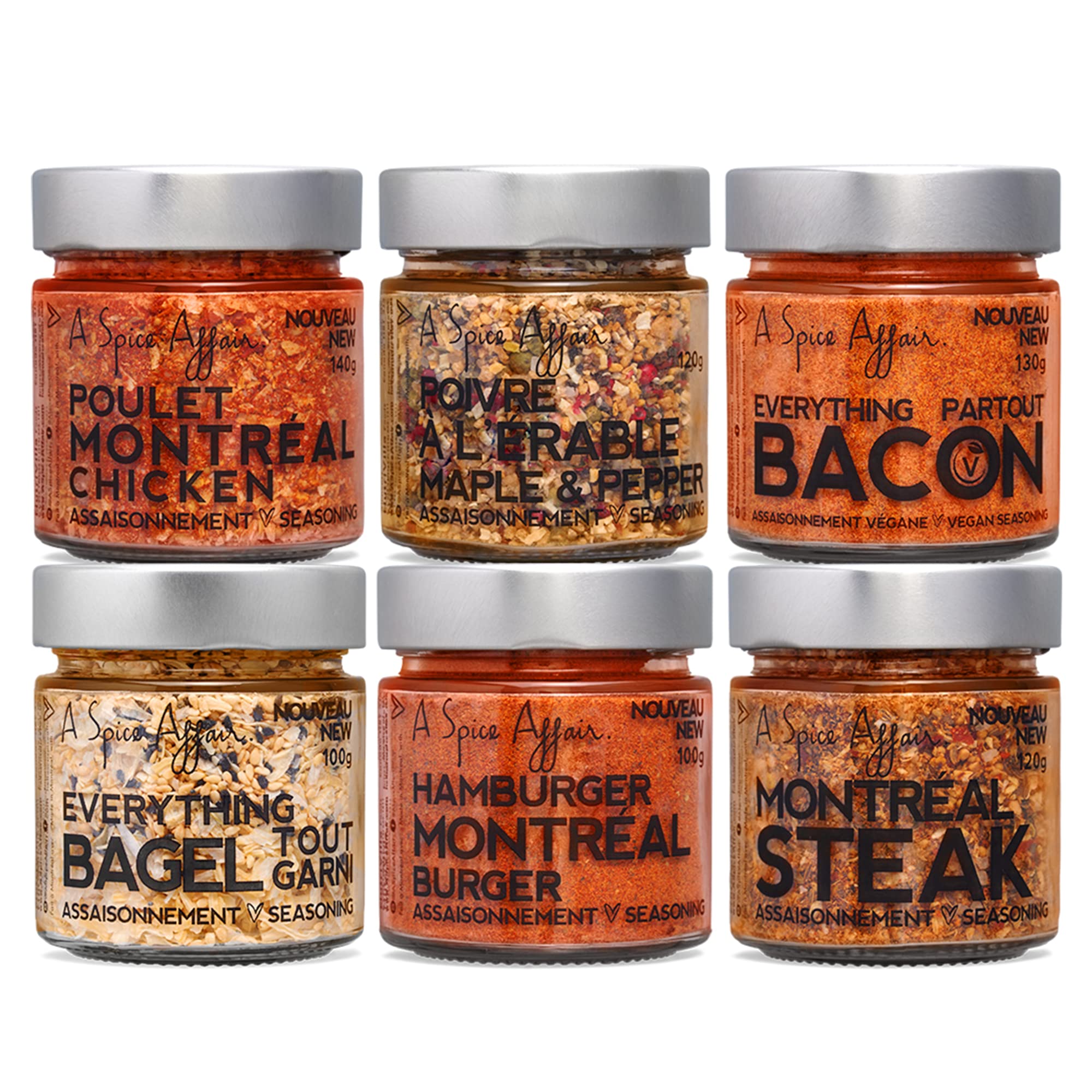 A Spice Affair's Montreal Rebels 6 Variety Pack — Montreal Steak Seasoning Set — Bagel Seasoning, Ba
