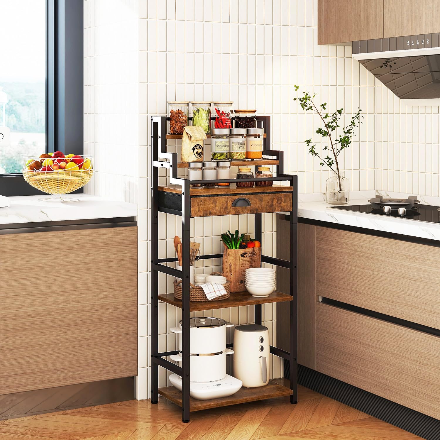 IBUYKE Range Bouteille Vin à Plusieurs Niveaux,Indépendant,Casier à vin avec tiroir pour Whisky, Étagère à Bouteilles de présentation pour Bar,Salon,Salle à Manger, Marron TMJ915H
