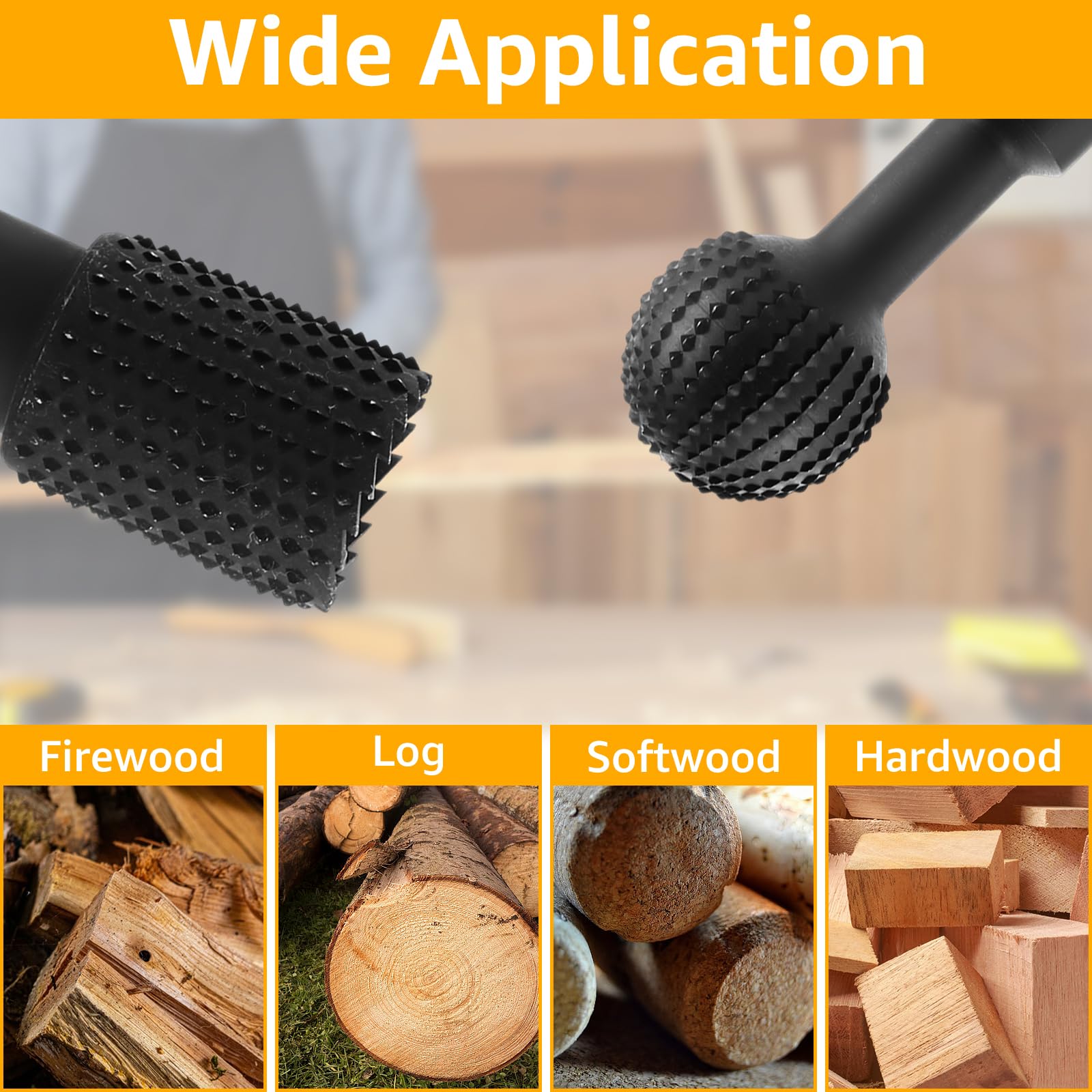 MIVIDE 6er Set Kugelfräser Holz 25mm 30mm 40mm Holzfräser Holzraspel Set 20mm 25mm 30mm, Kugelfräser Holz Schnitzen Winkelschleifer Zubehör M14, Kugelmeißel Holzfräser für 125 mm Winkelschleifer