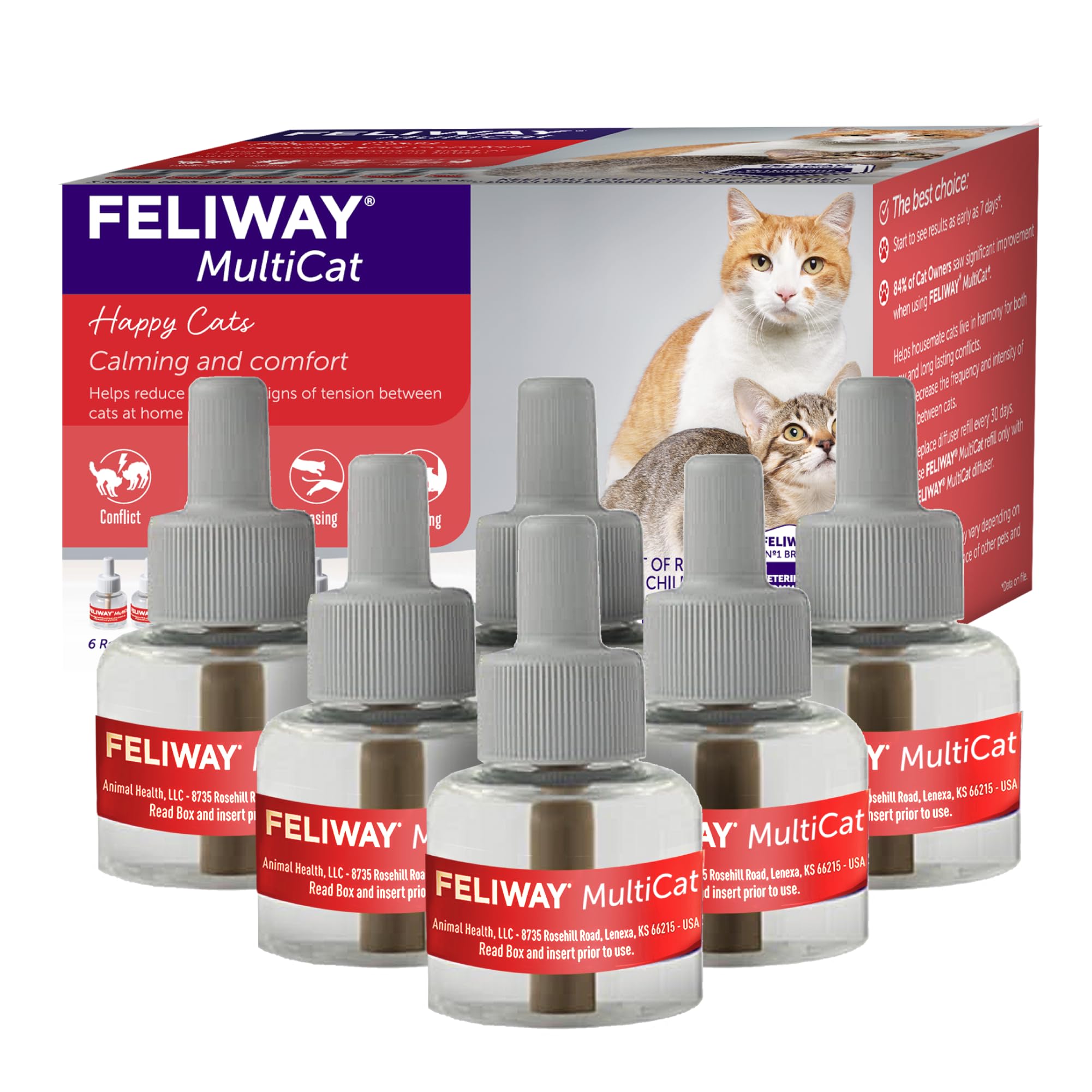 FELIWAY MultiCat Calming Pheromone, 30 Day Refill - 6 Pack