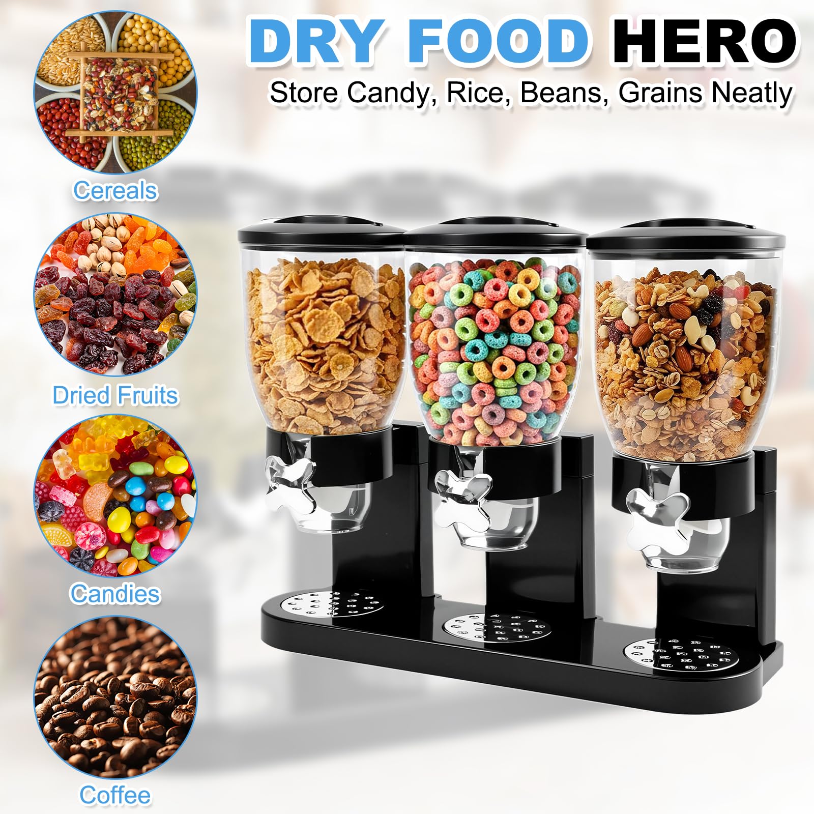 FARYODI Cereal Dispenser Countertop 2L, Dispenser per alimenti in plastica, Cereal Dispenser & Dispenser per cornflakes, Ideale per dolci, Contenitori salvafreschezza (3)