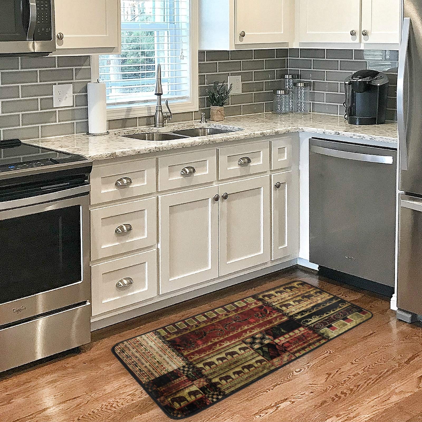 Kitchen Rug Mats 39 X 20 Inch African Pattern Soft Doormat Bath Rugs Runner Non-Slip for Home Decor