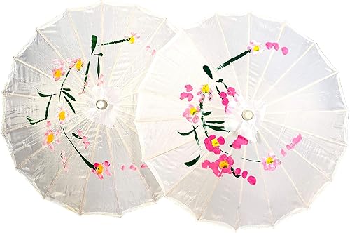 TJ Global Pack de 2 sombrillas japonesas chinas tamaño 22.0 in para bodas, fotografías, disfraces, cosplay, decoración y otros eventos, 2 paraguas