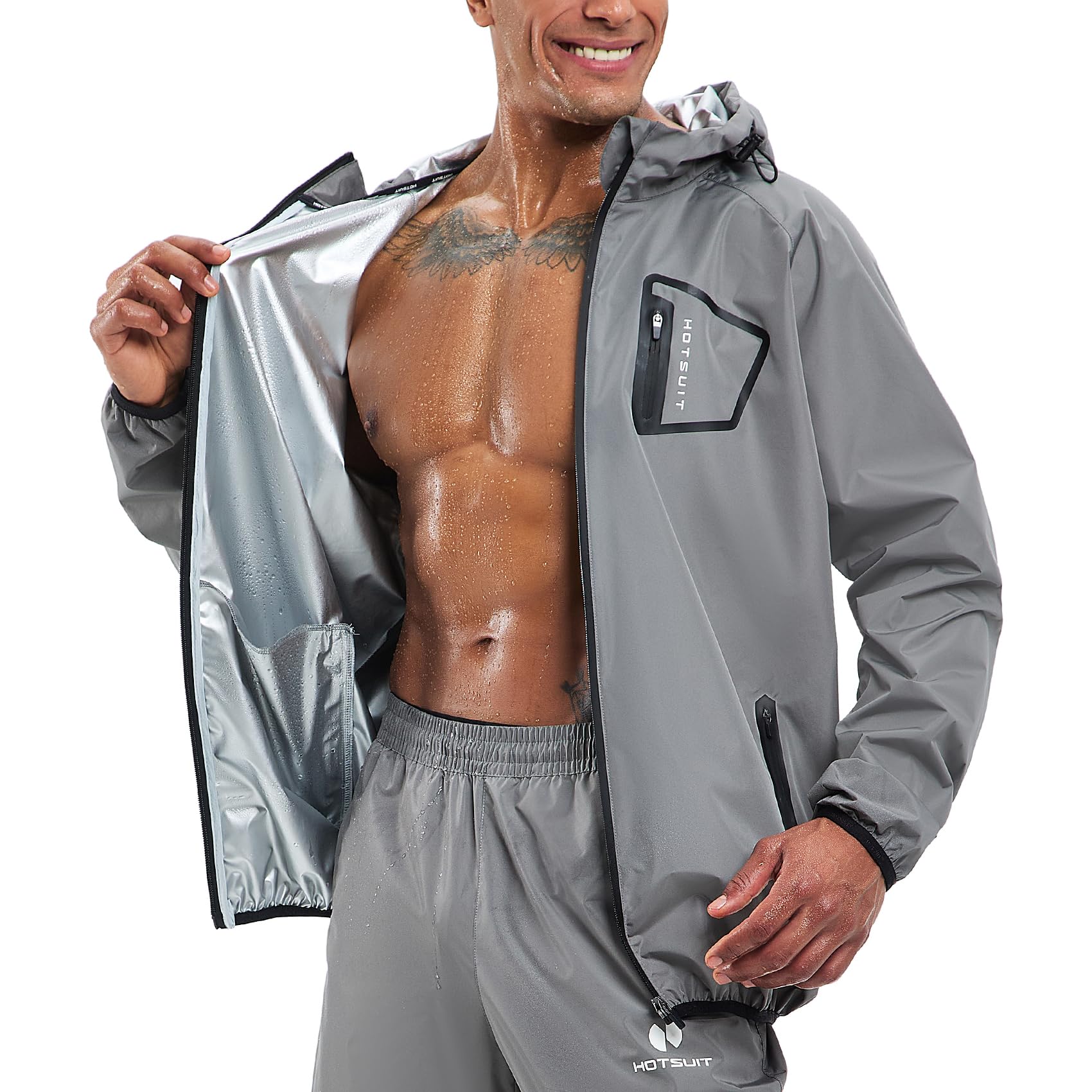 HOTSUIT Sauna Suit Men Weight Loss Anti Rip Sweat Suits Workout Jacket