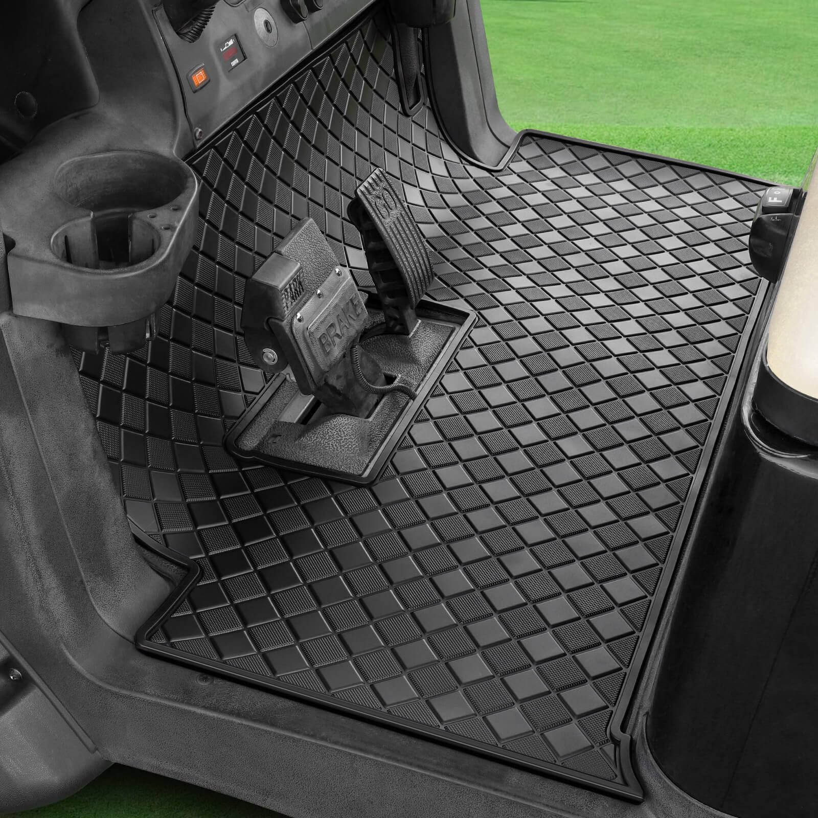 Golf Cart Floor Liner Mat 8mm Thick Rubber Full Coverage Fit for Club Car Precedent 2004-2025 / Onward & Tempo 2017-2025 / Villager & V4L 2019-2025 Carts Upgraded Non-Slip Mats Replacement