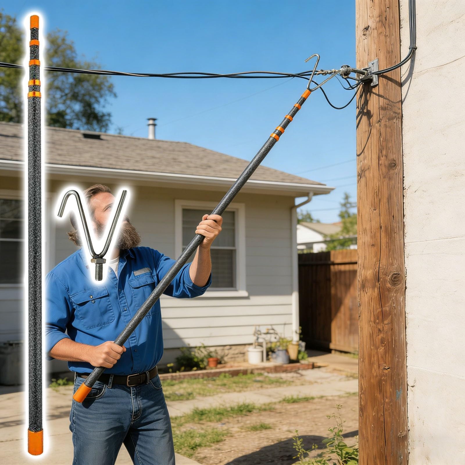 Varilla de soporte de cable eléctrico aislada, kit de soporte de línea de transmisión de 45 KV con gancho para uso en exteriores e interiores