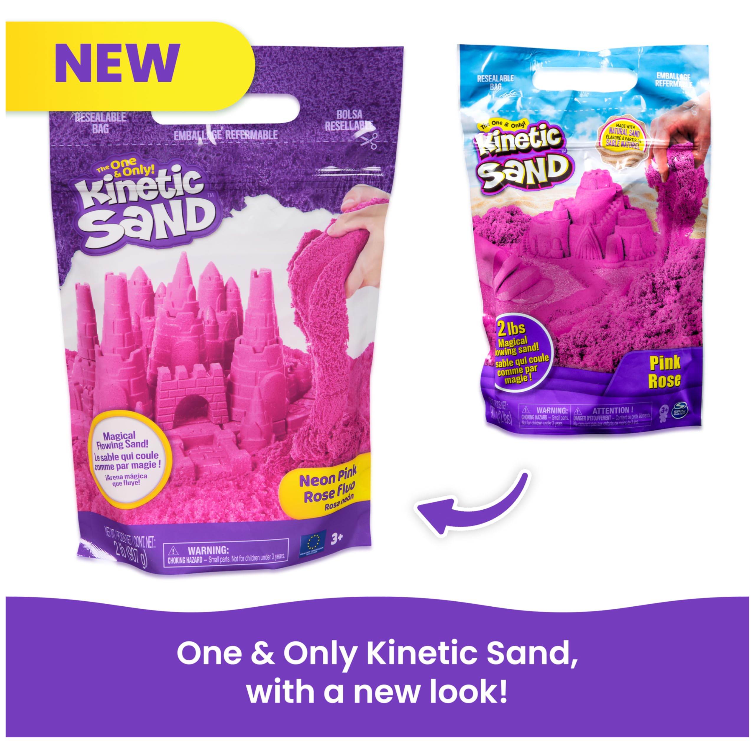 Kinetic Sand Ensemble Bac à Sable Violet 0,5 Kg Avec 4 Moules Et Outils - Jouet Sensoriel Enfants