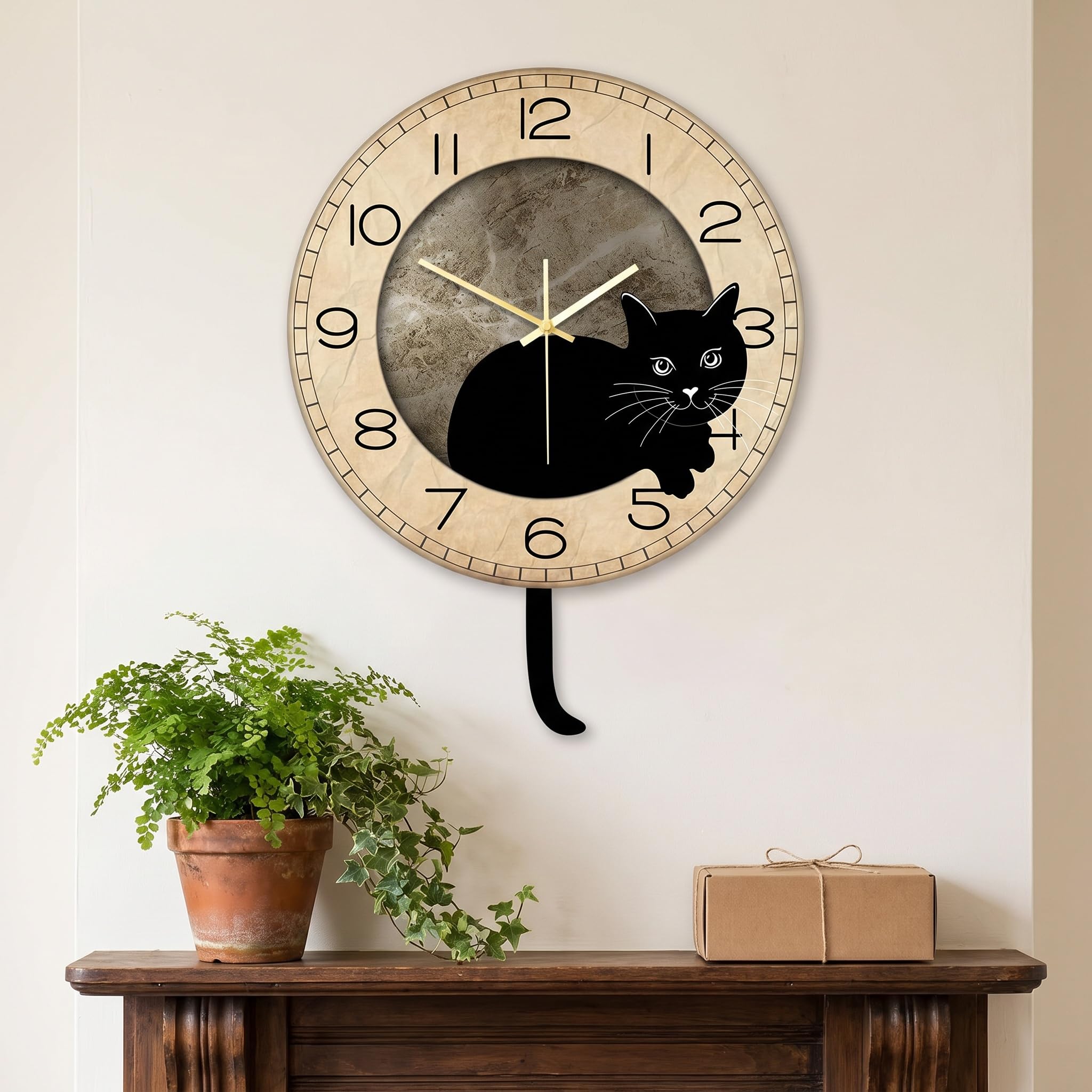 Amazon.co.jp: 動くしっぽ付き黒猫時計、面白い猫の壁掛け時計、猫好き