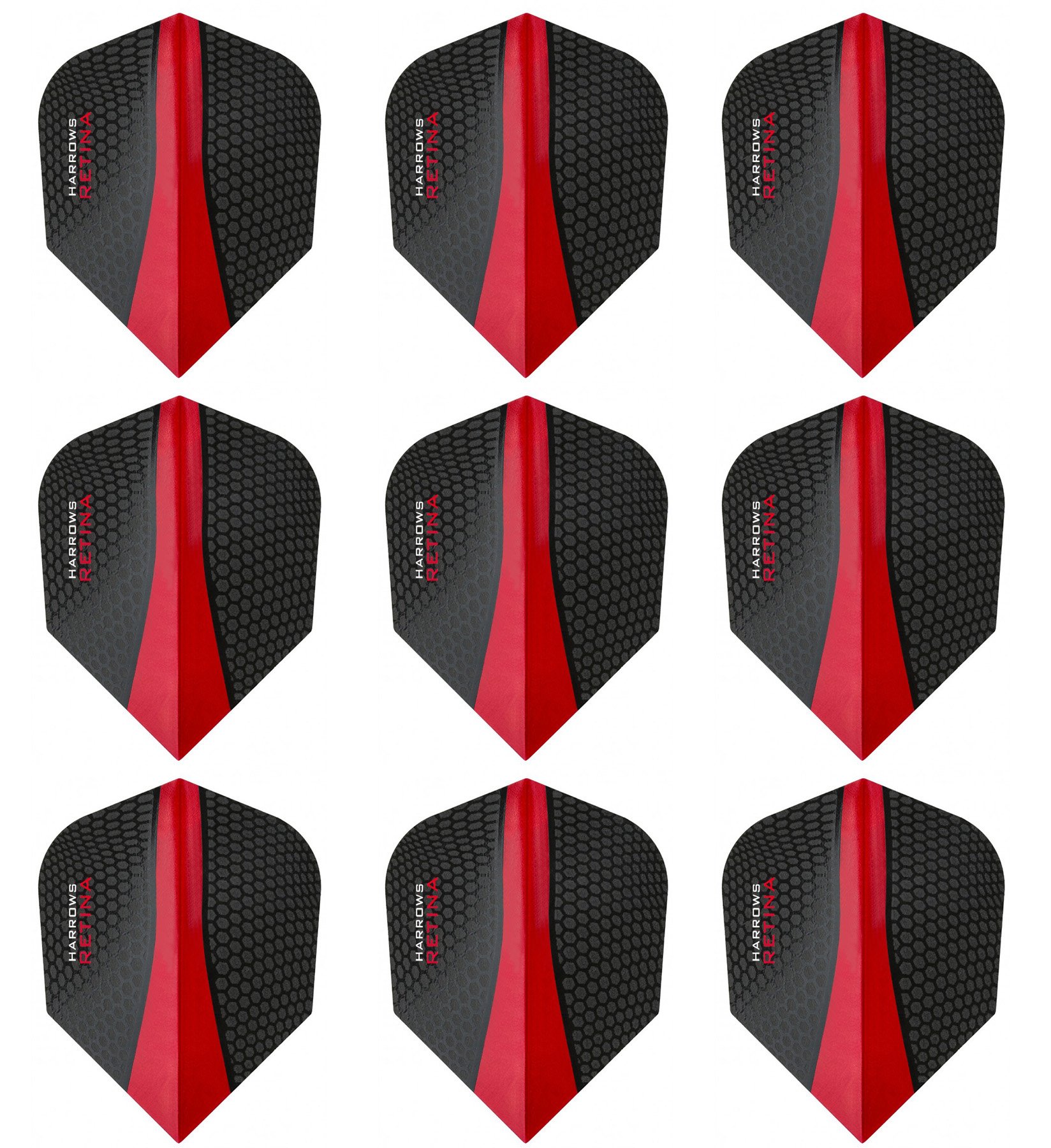 3 Sets of Harrows Retina Standard Dart Flights Plus 1 Set of 3 Aluminum Dart Flight Protectors (Red)