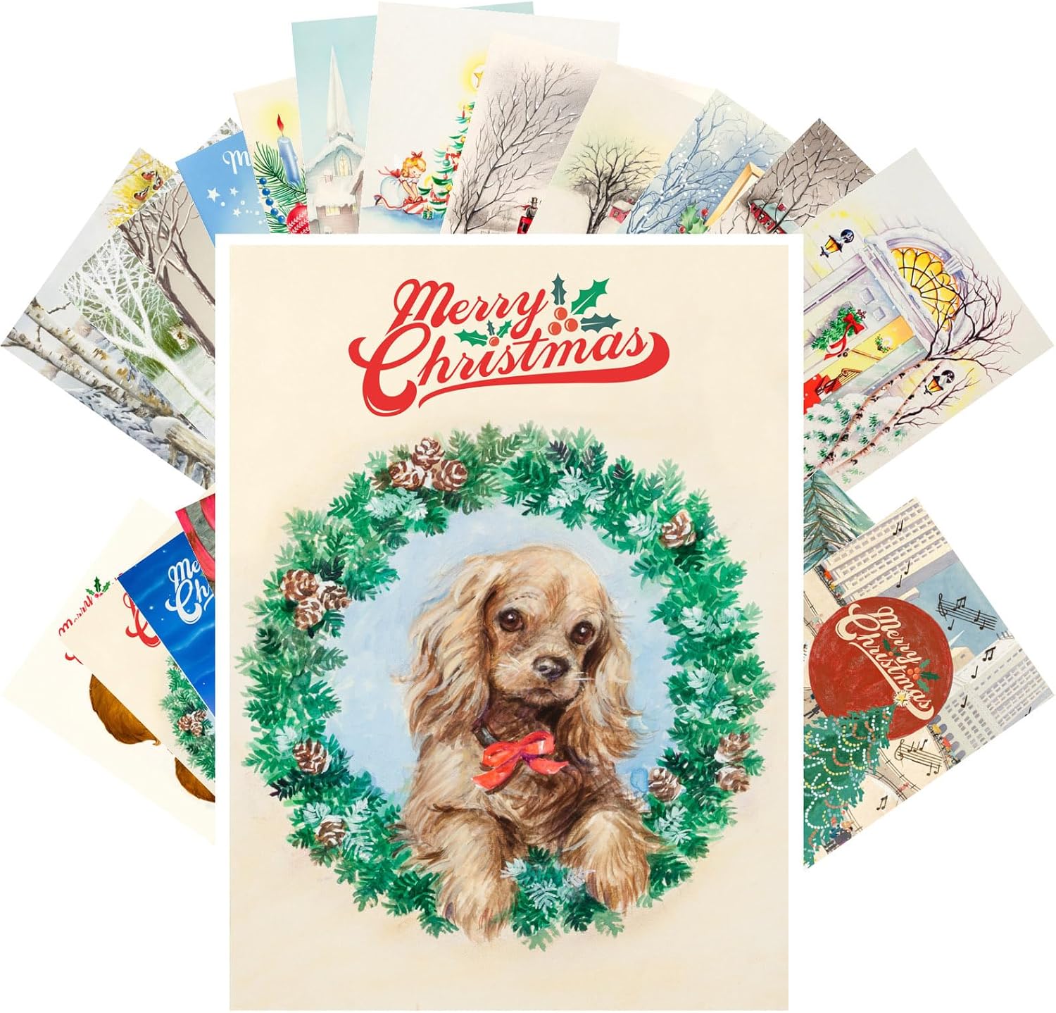 PIXILUV Vintage Winter Postcards - 24 Pcs Country Landscape & Christmas Art Postcards (4.5x6 Inch)-604809